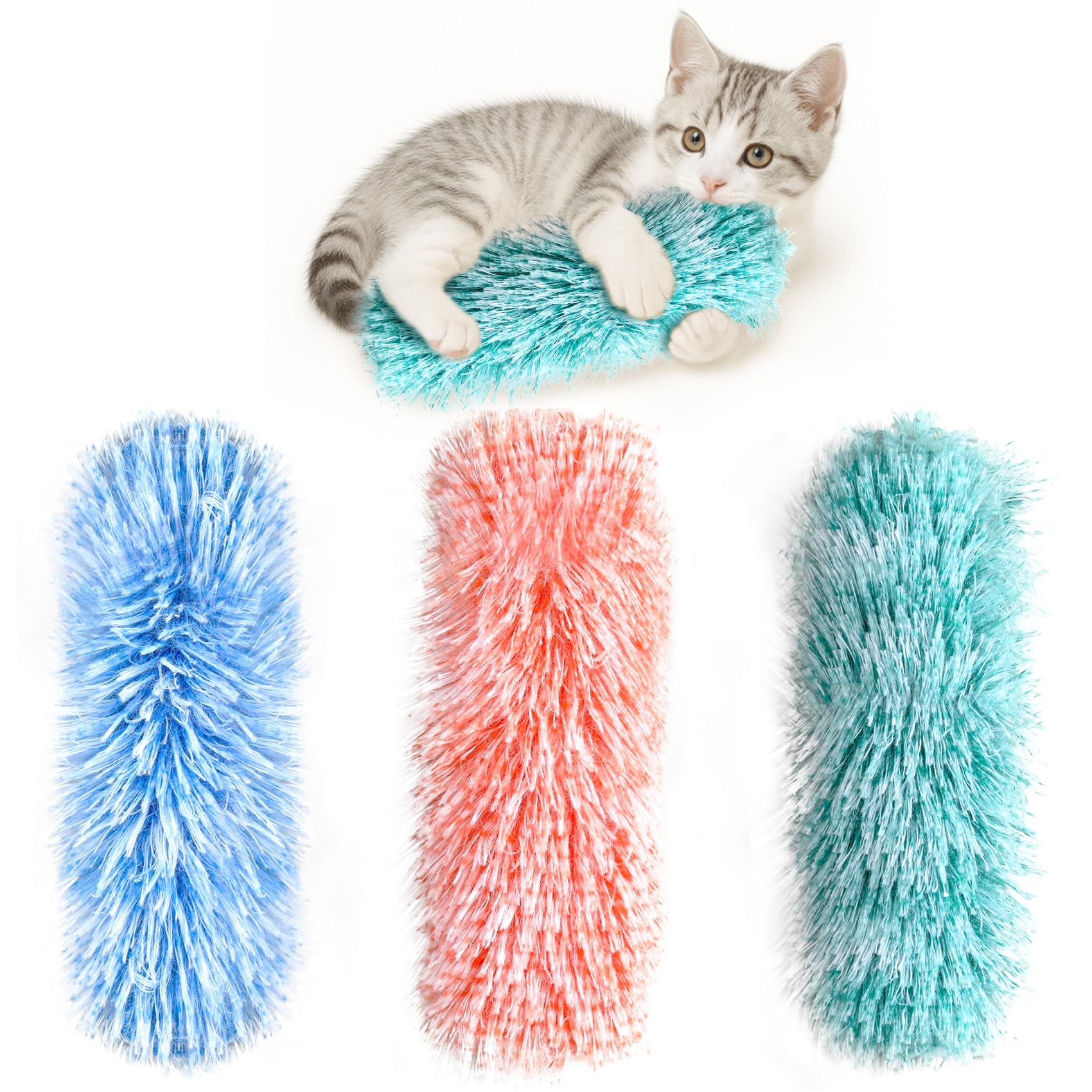Petinstinct cat pillow toy with soft plush for cuddling and gentle chewing.