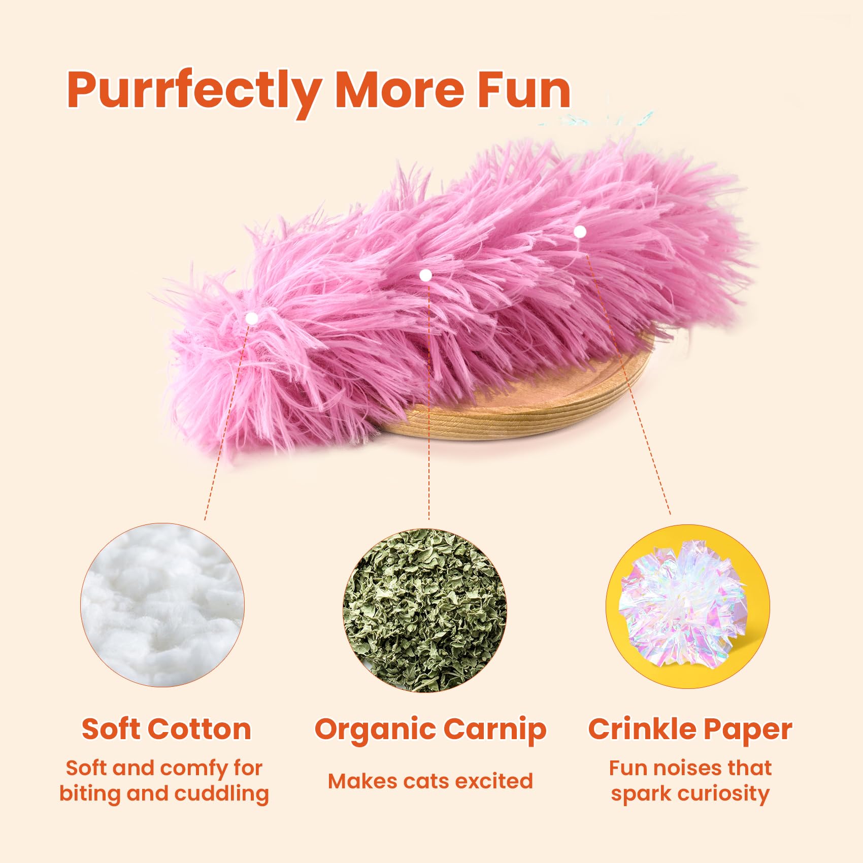 Petinstinct cat pillow toy with crinkle surface inviting interactive kitten play.