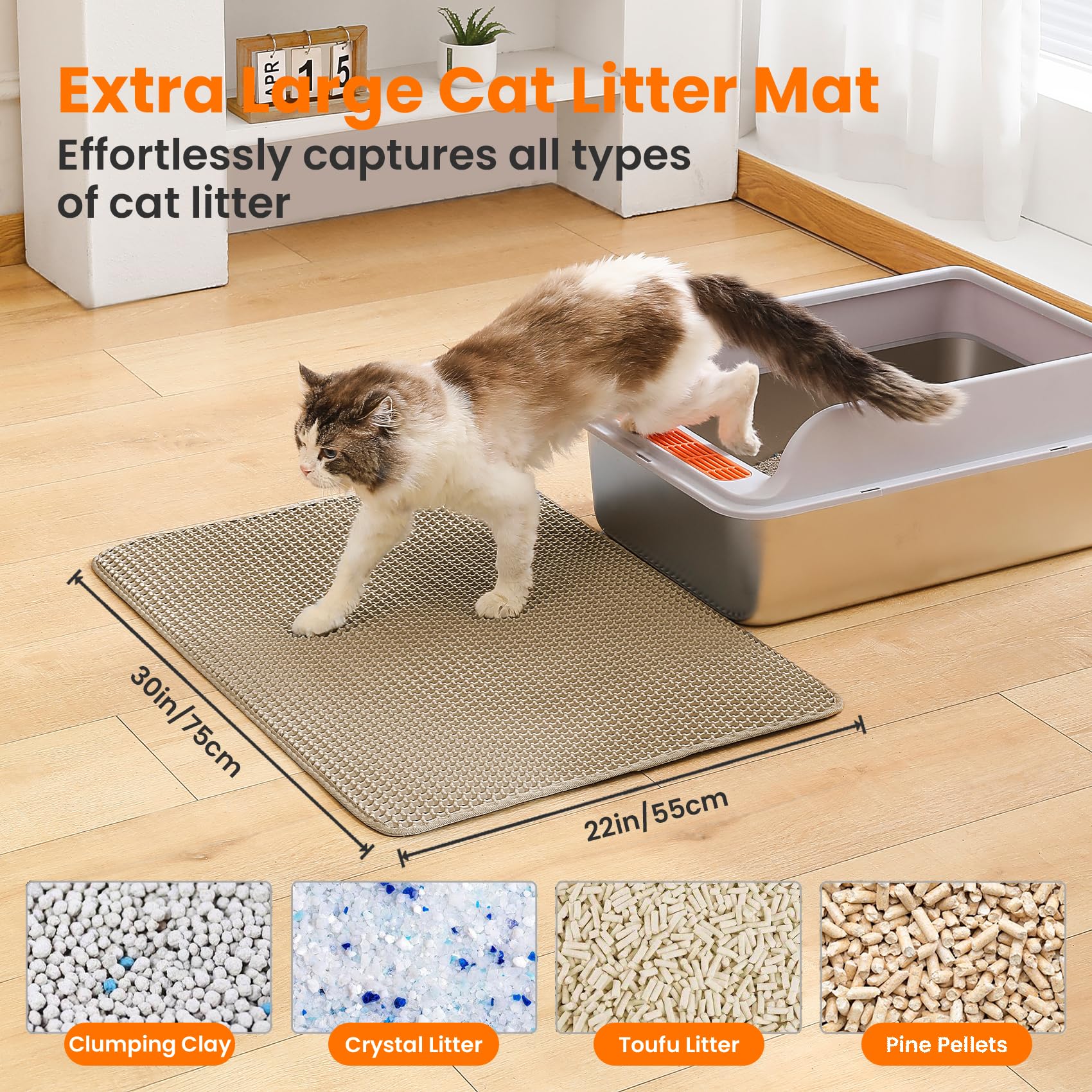 Petinstinct double-layer honeycomb mat highlights litter trapping for minimal mess