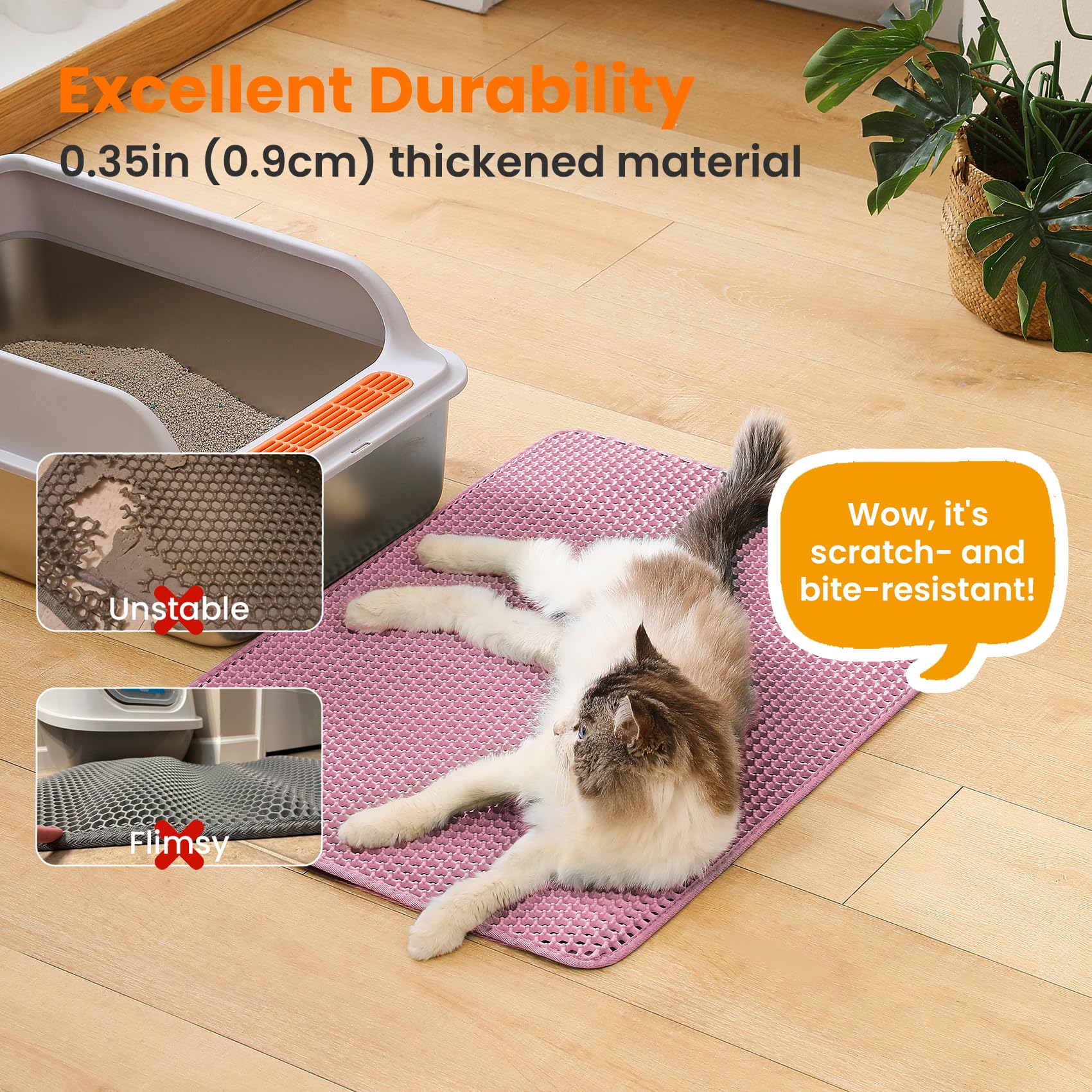 Petinstinct extra large cat litter mat easy cleaning rinse to remove dirt