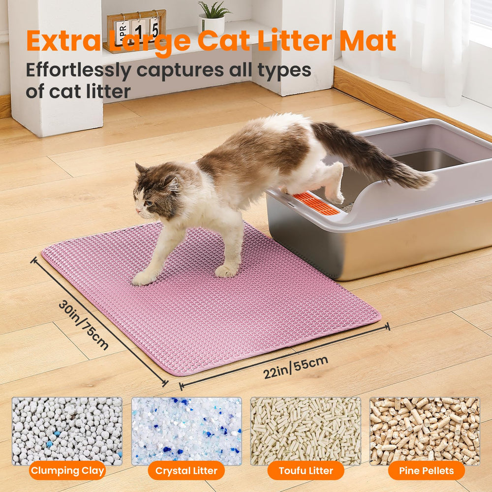 Petinstinct extra large cat litter mat honeycomb top layer closeup traps litter efficiently