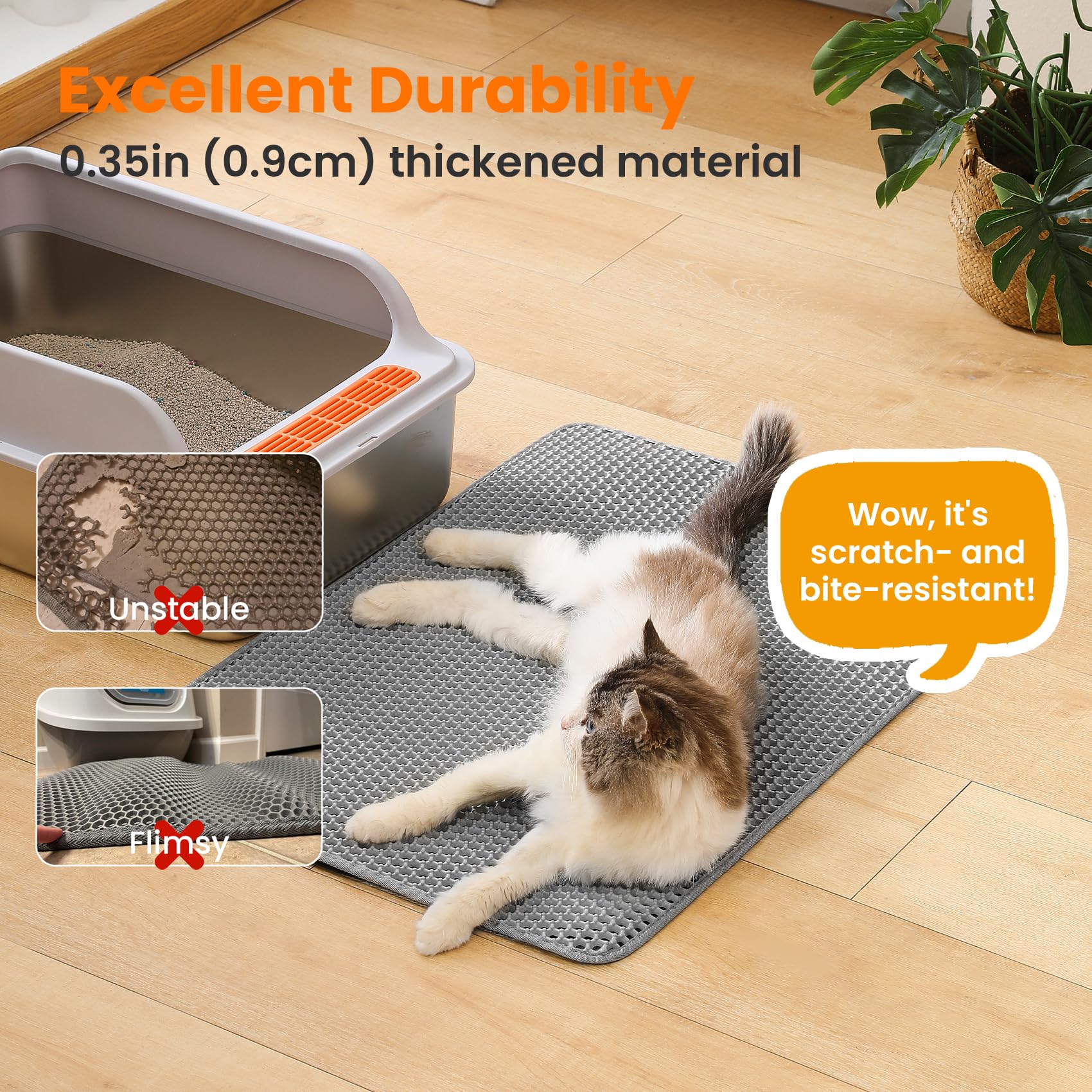 Petinstinct extralarge litter mat EVA material close-up conveys softness and durability.