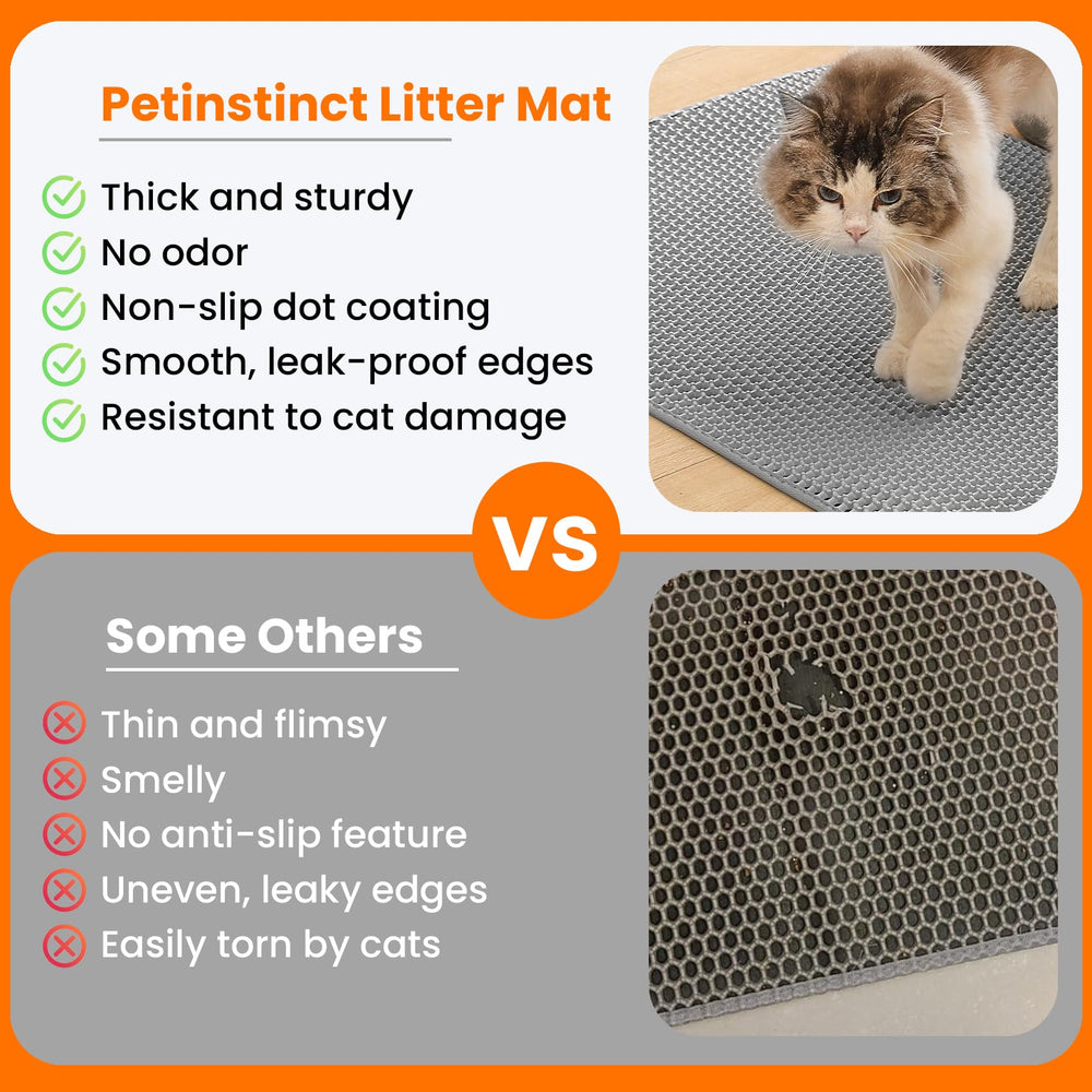 Petinstinct extralarge litter mat waterproof bottom close-up demonstrates dry floors.