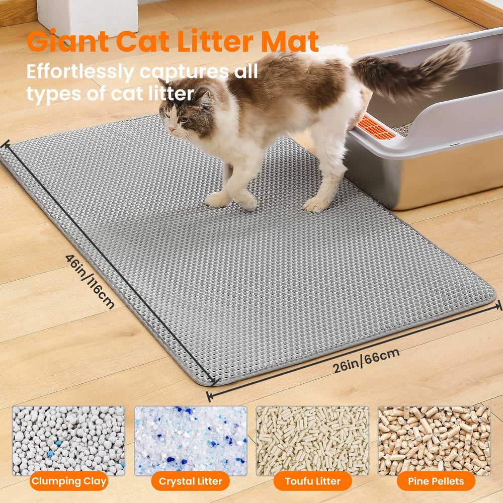 Petinstinct Jumbo Cat Litter Mat honeycomb top layer traps litter efficiently.