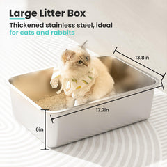 Petinstinct stainless steel litter box interior with high sides for containment