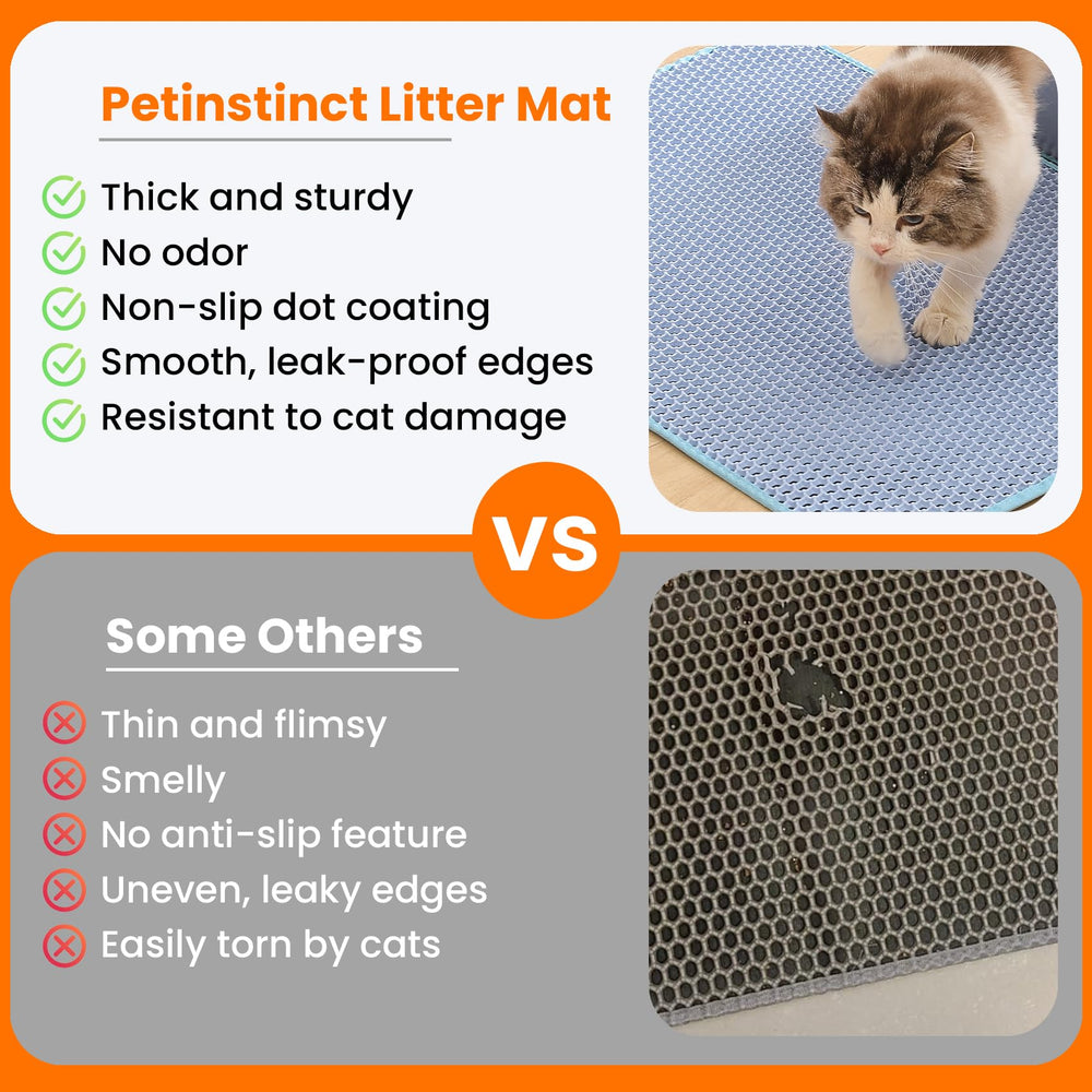 Petinstinct durable EVA 0.35 inch litter mat resists scratches and bites