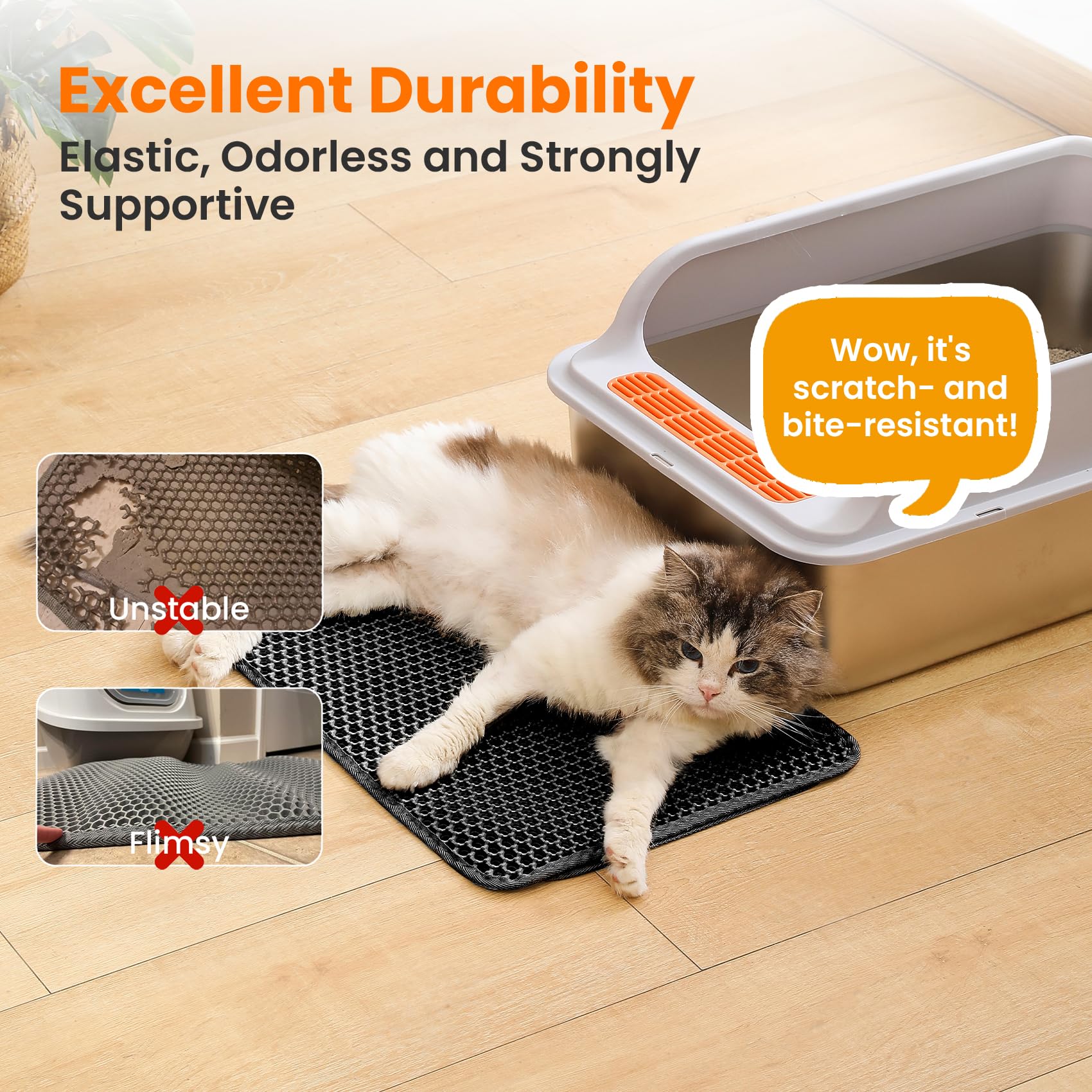 Petinstinct litter mat washable cleaning, quick rinse and fast maintenance.