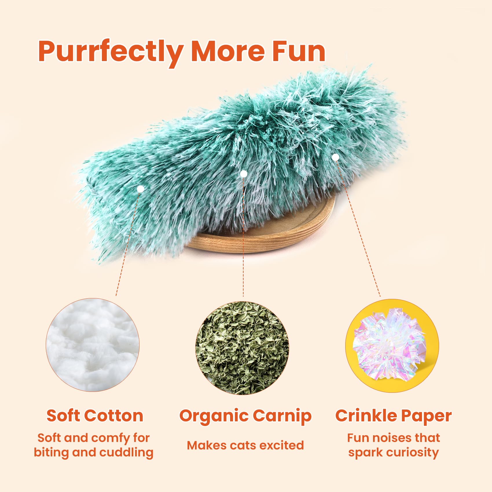 Petinstinct organic catnip filled toy highlights organic catnip for engaging play.