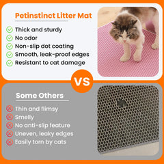 Petinstinct litter mat bottom layer is waterproof to prevent leaks on floors.
