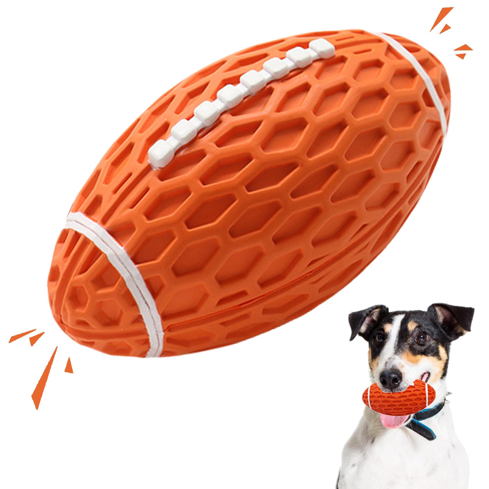 Petinstinct Squeaky Dog Toy ball bacon-flavored orange large for engaging fetch play.