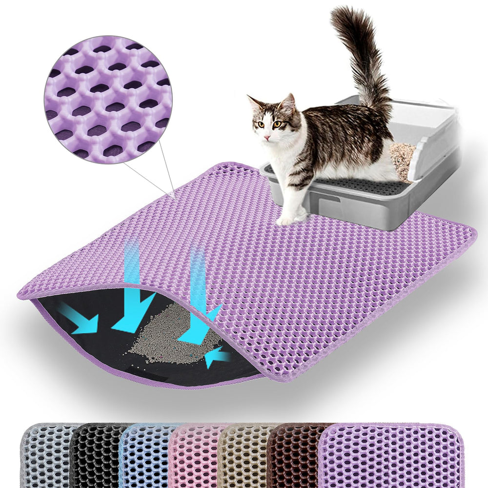 Petinstinct XL litter mat front view captures litter and reduces floor mess.
