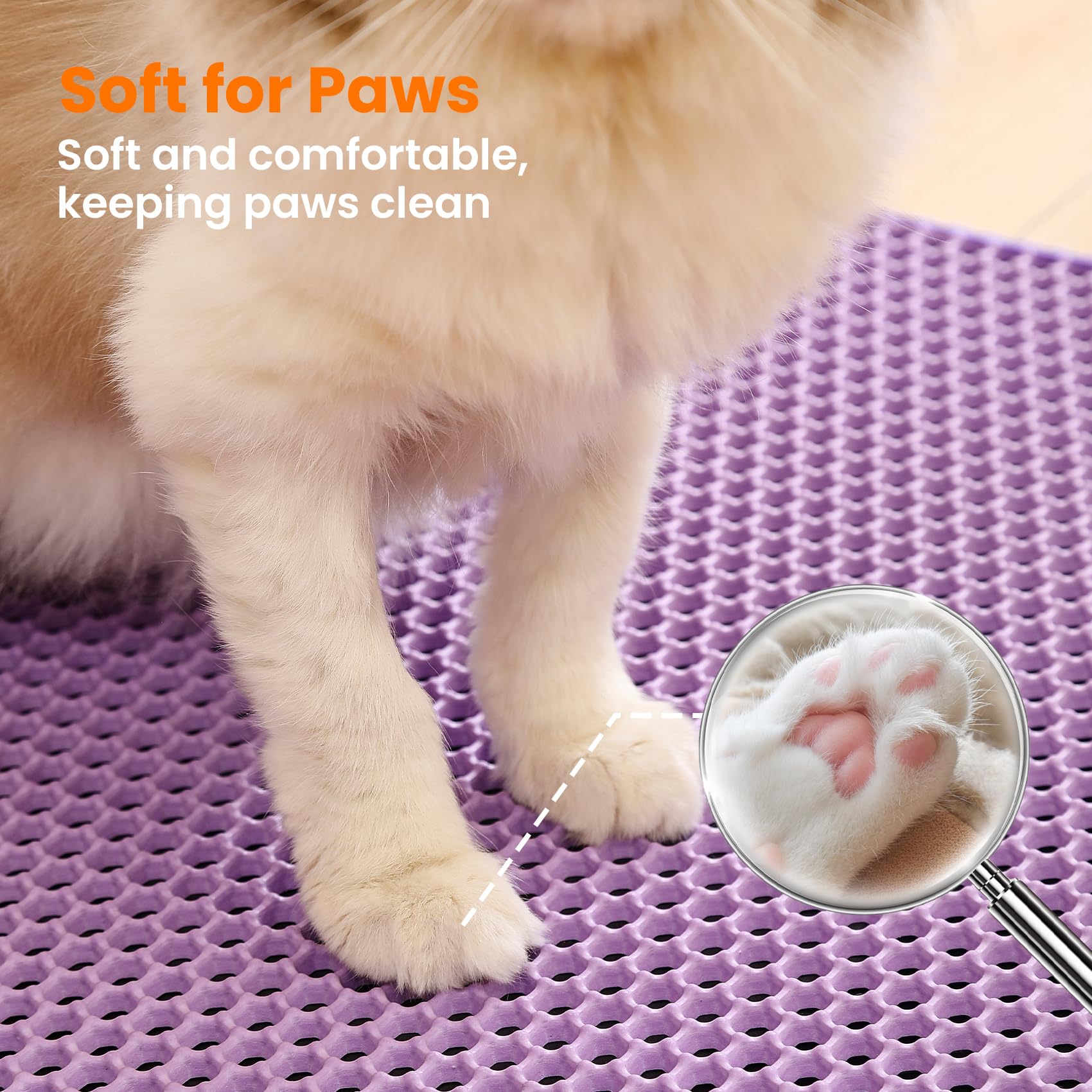 Petinstinct XL purple litter mat adds stylish decor to any room.