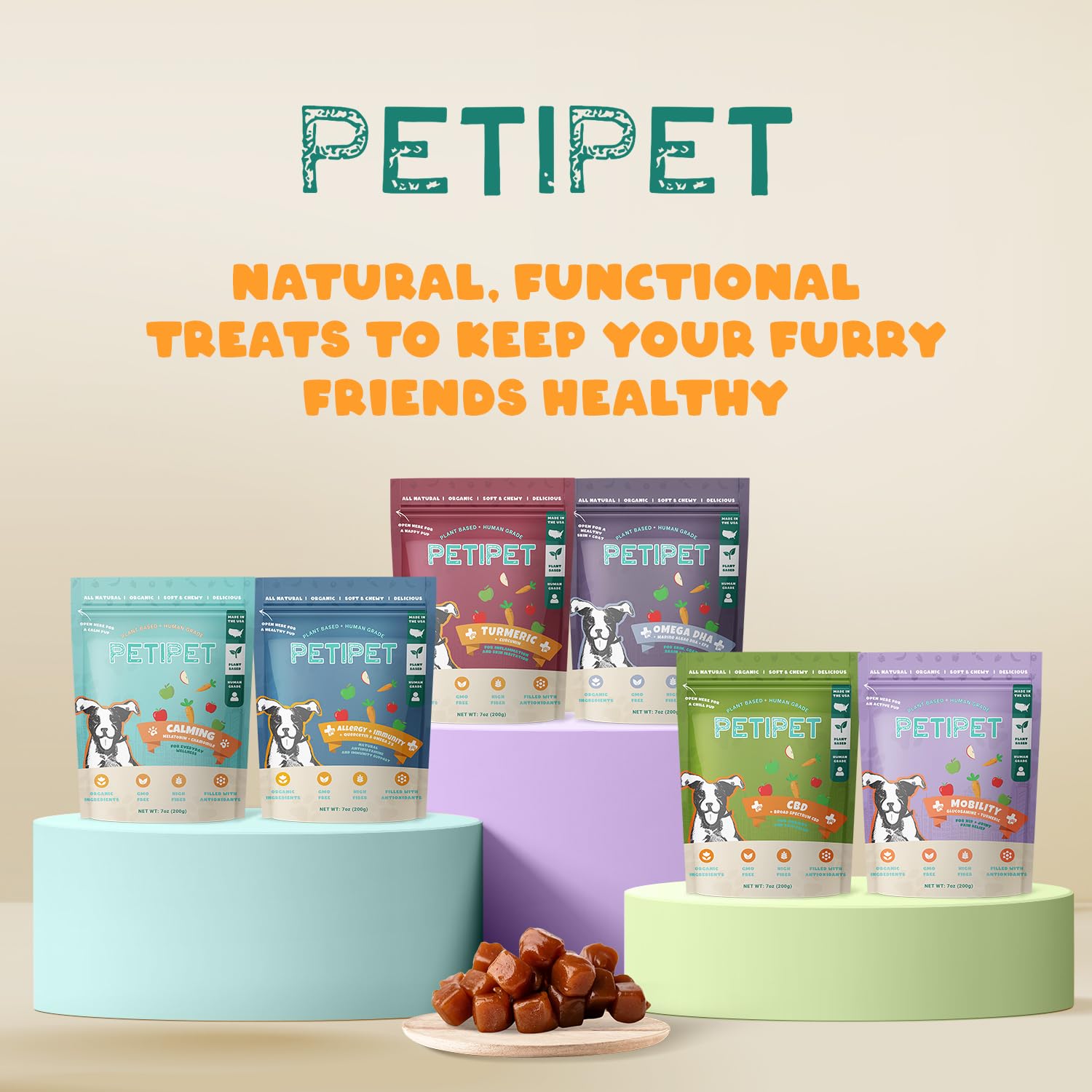 Petipet jar and GMP badge implying purity and quality.