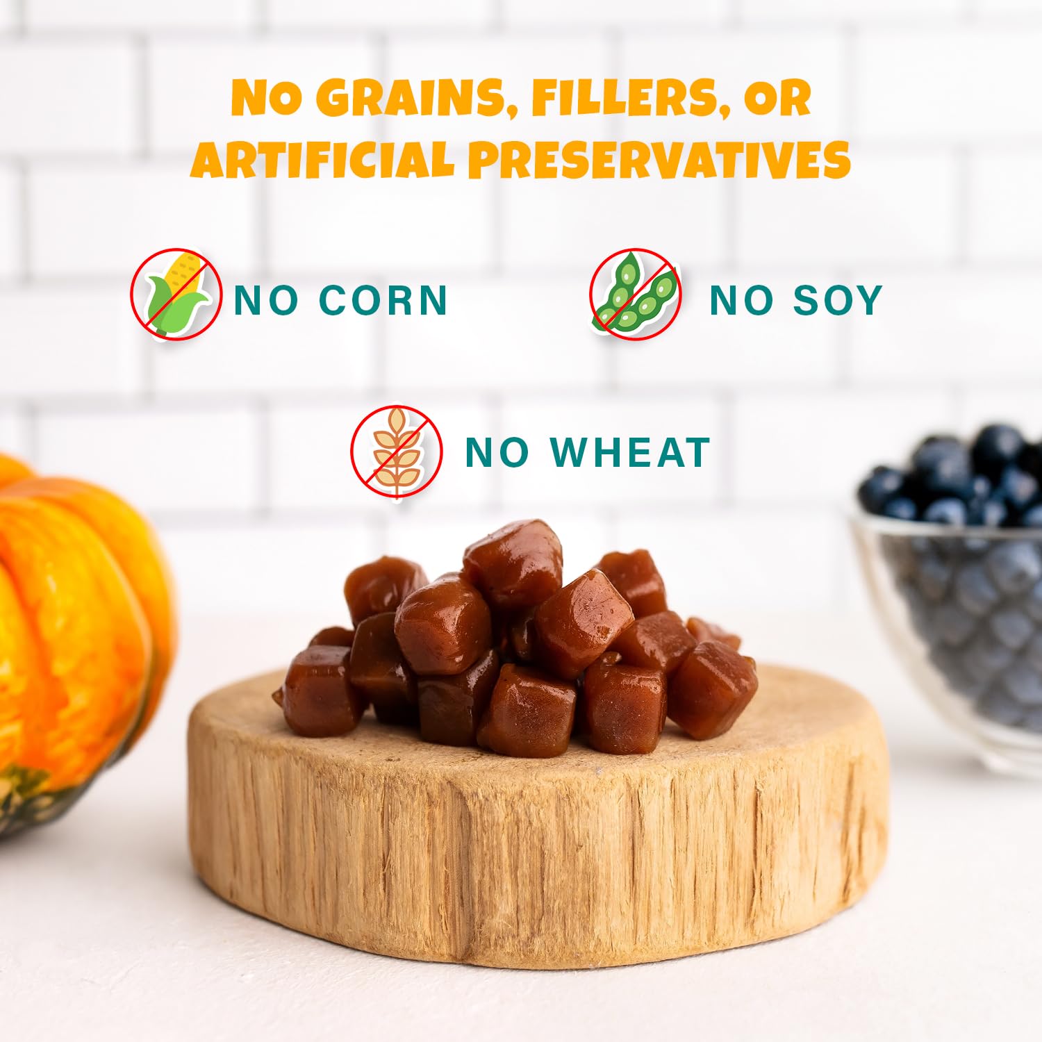 PETIPET gluten-free dog treats in a glass jar with no gluten fillers