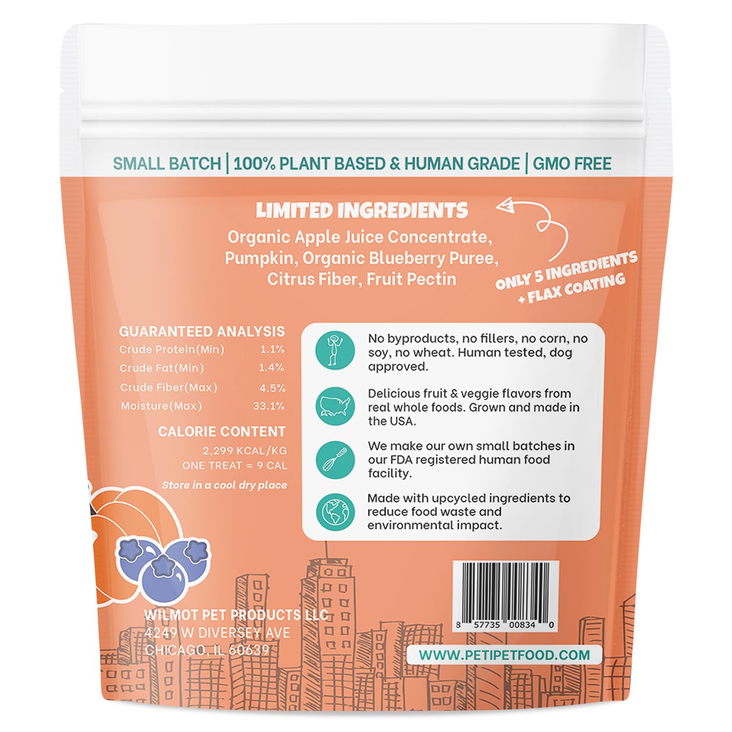 PETIPET organic pumpkin apples blueberries display fruit-forward recipe for sensitive stomachs