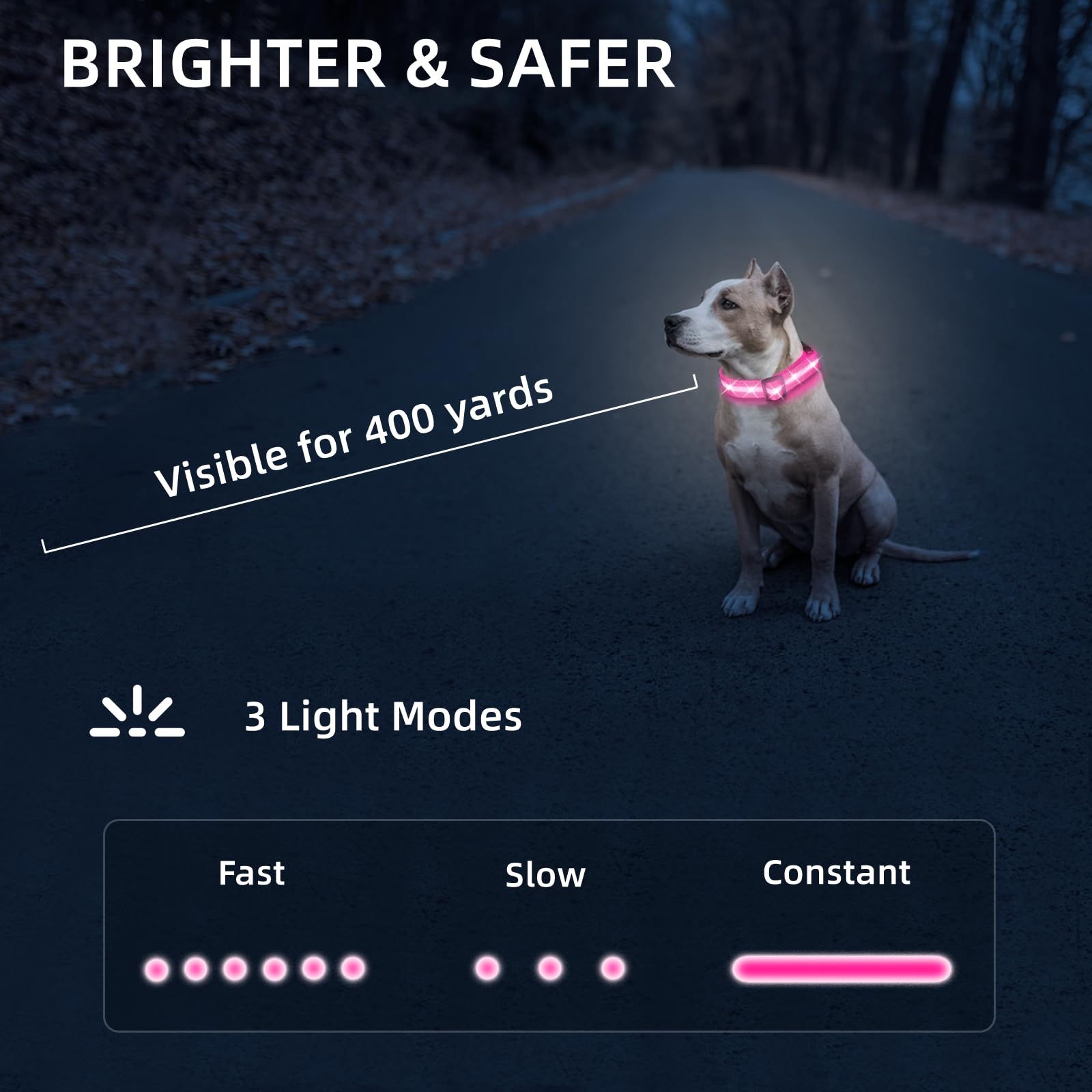 PetIsay Super Bright LED Dog Collar adjustable strap provides a comfortable, secure fit.