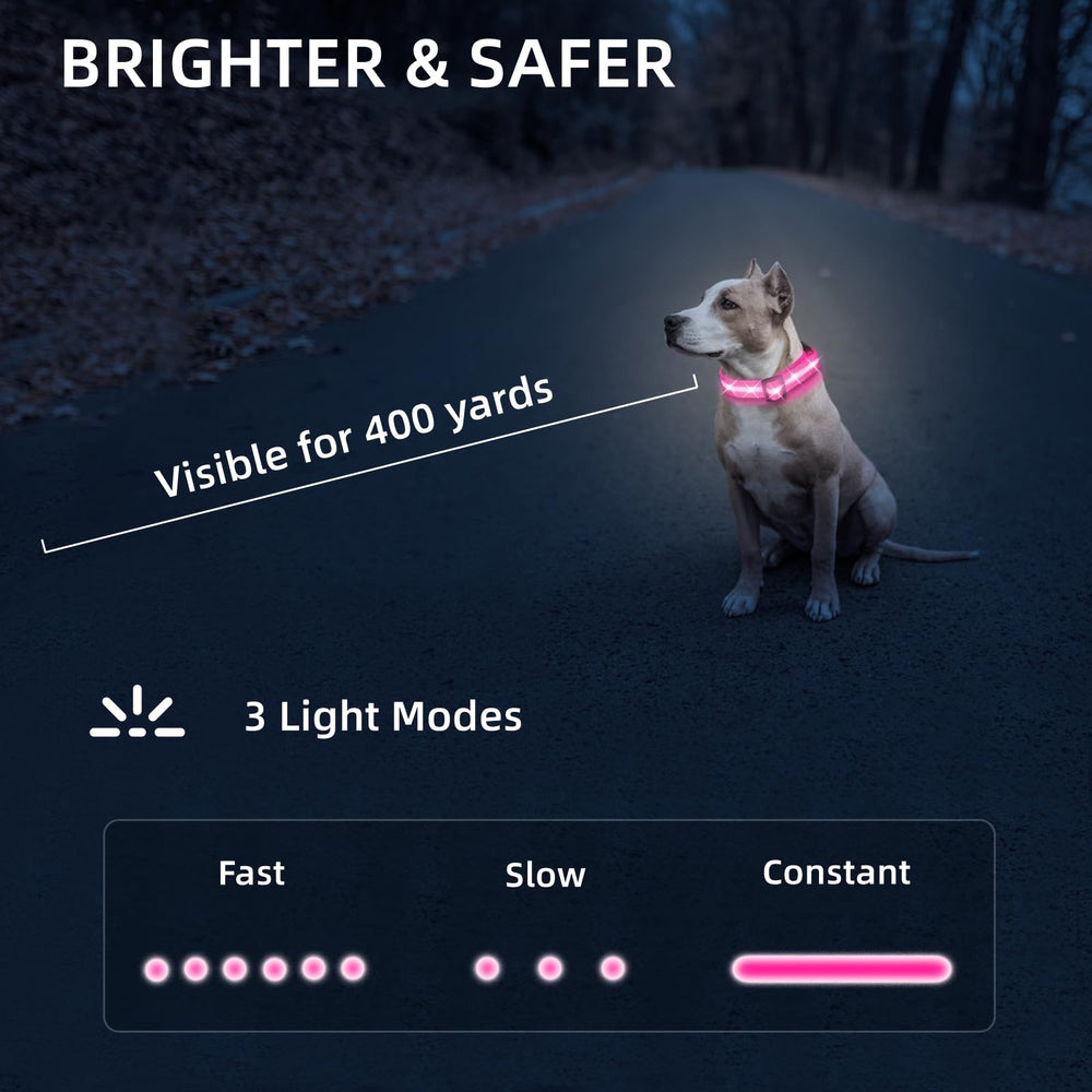 PetIsay Super Bright LED Dog Collar adjustable strap provides a comfortable, secure fit.
