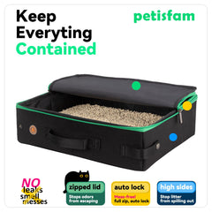 petisfam portable travel litter box folded flat shows compact storage