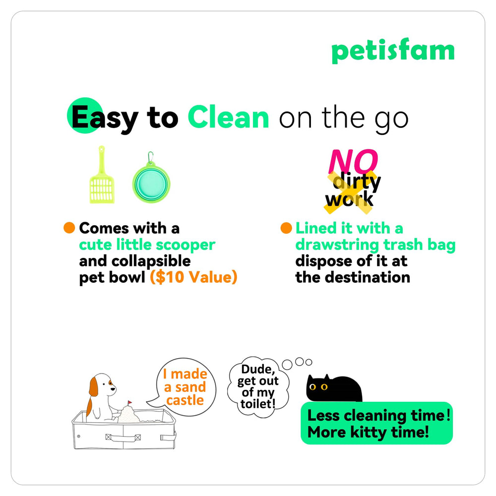 petisfam portable travel litter box zipped top demonstrates odor containment