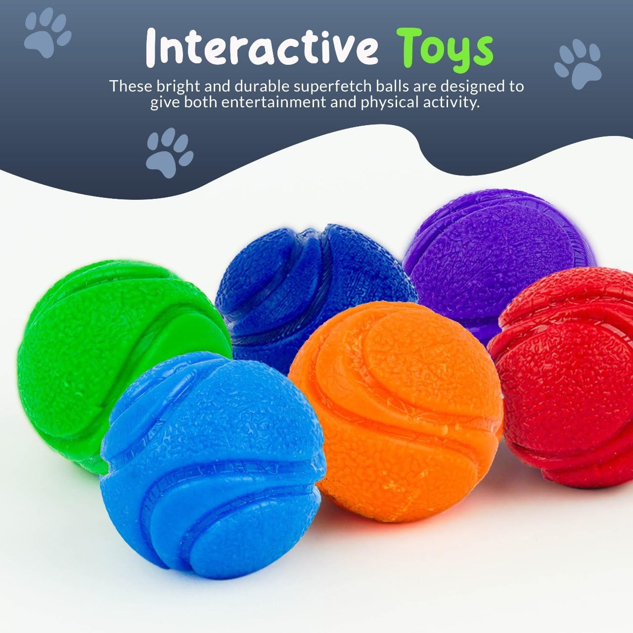 Petite Paws SuperFetch light-blue ball close-up, encourages active play and reduces boredom for small breeds.