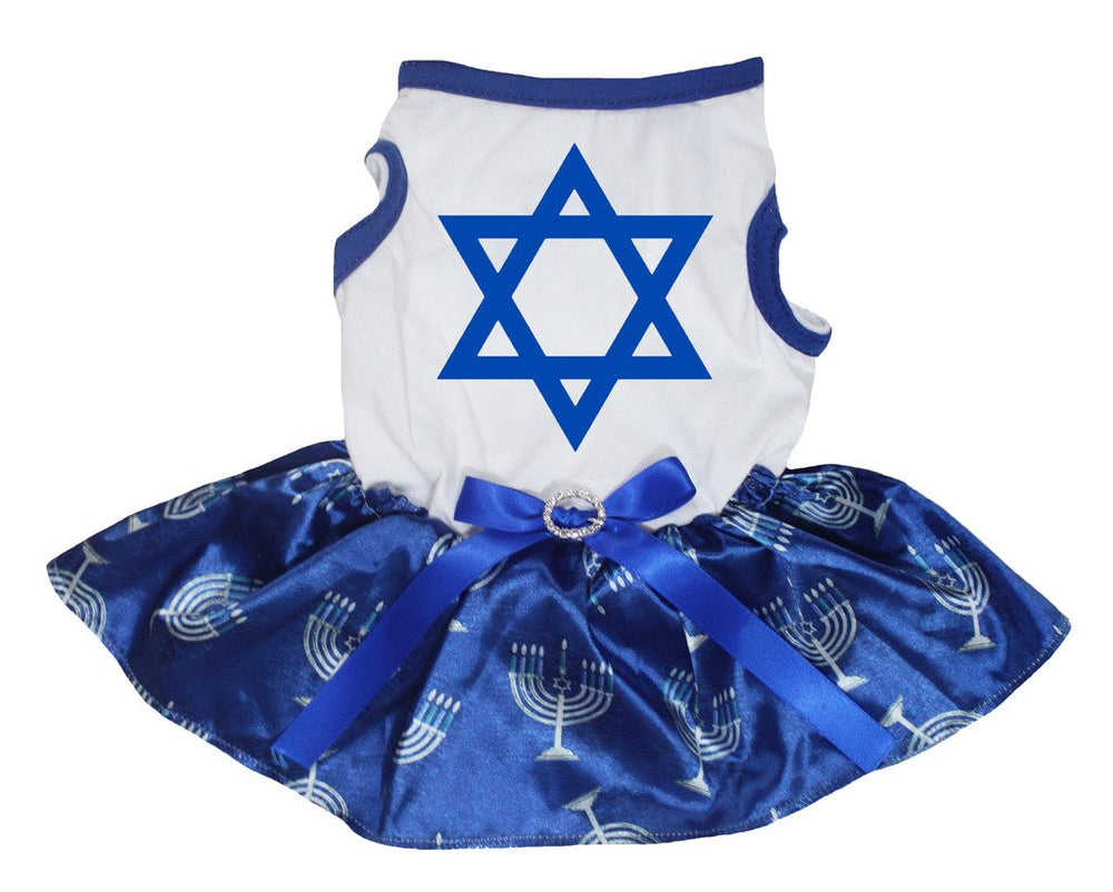 Petitebella Hexagram Star Puppy Dress full view; breathable fabric for all-day wear.