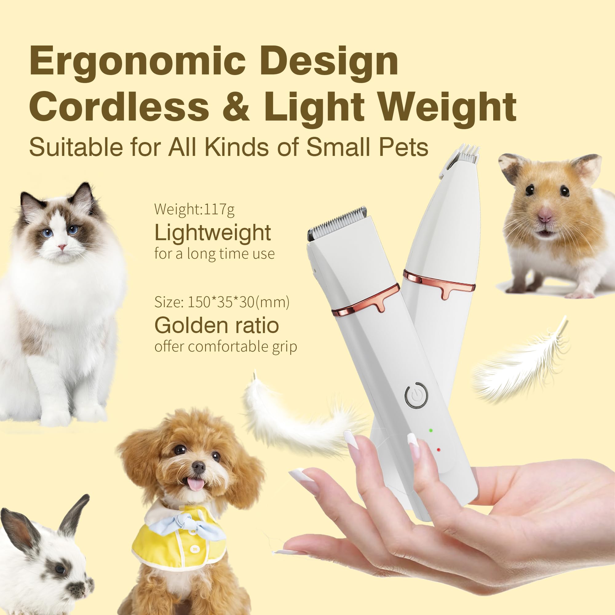 Petium USB-C rechargeable cordless operation for grooming anywhere.