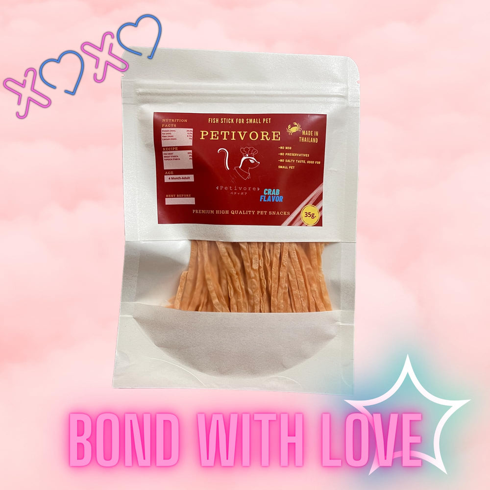 PETIVORE crab flavor ingredients — real fish and fortification