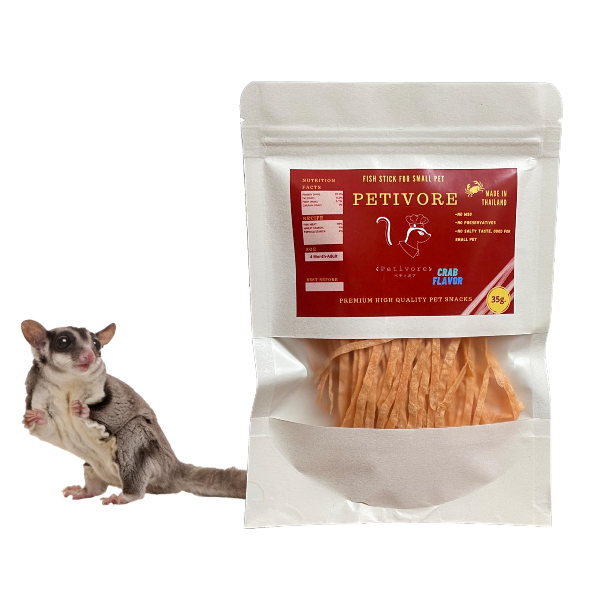 PETIVORE crab flavor snack 35g — real fish treat for small pets