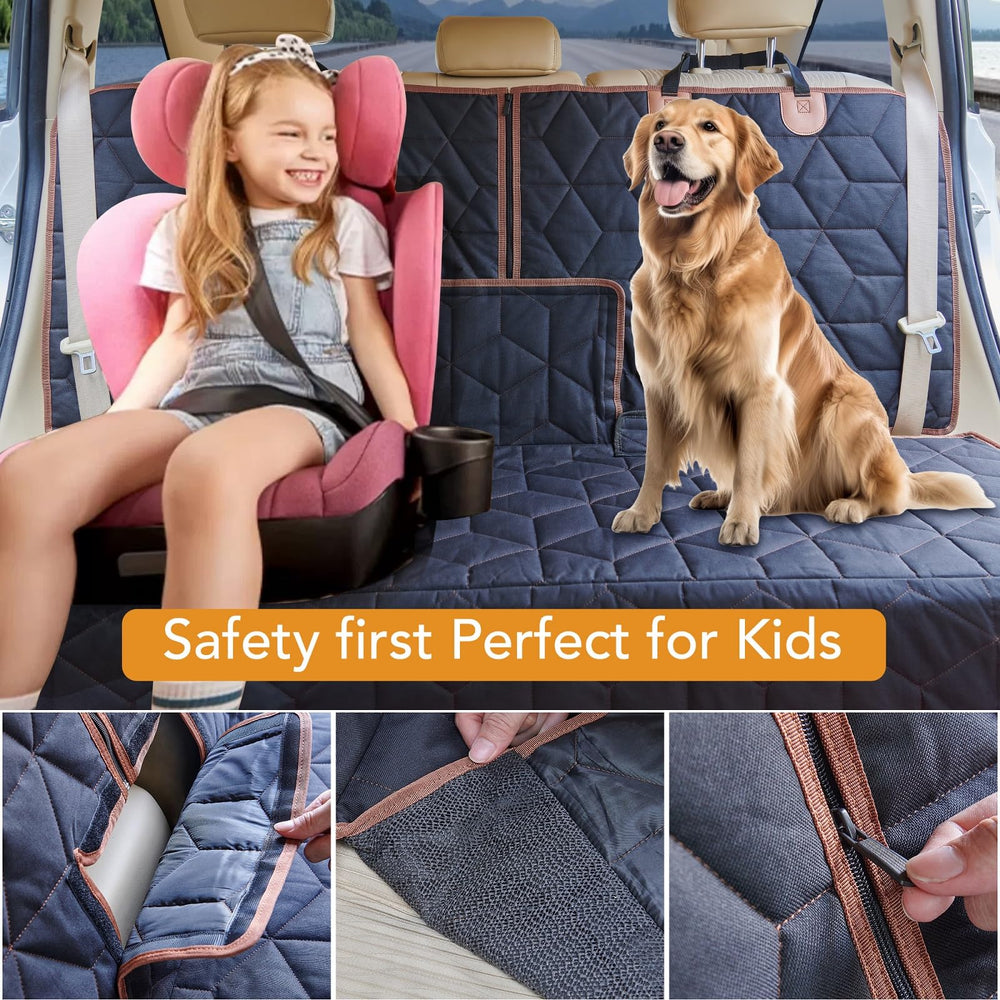 Petiza car-seat access openings let buckles clip without removing cover.