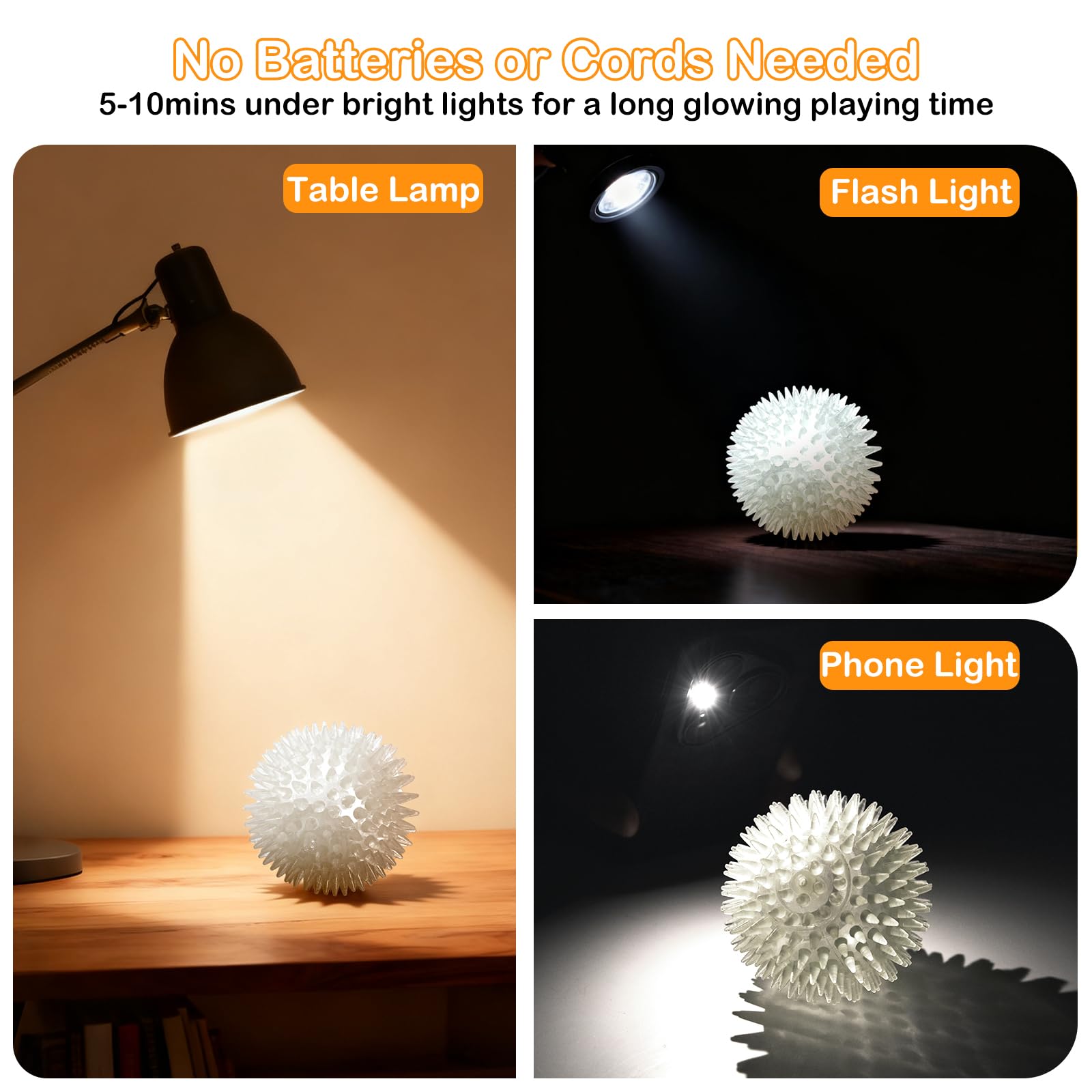 Petizer 2.5-inch glow ball during dusk fetch for visibility.