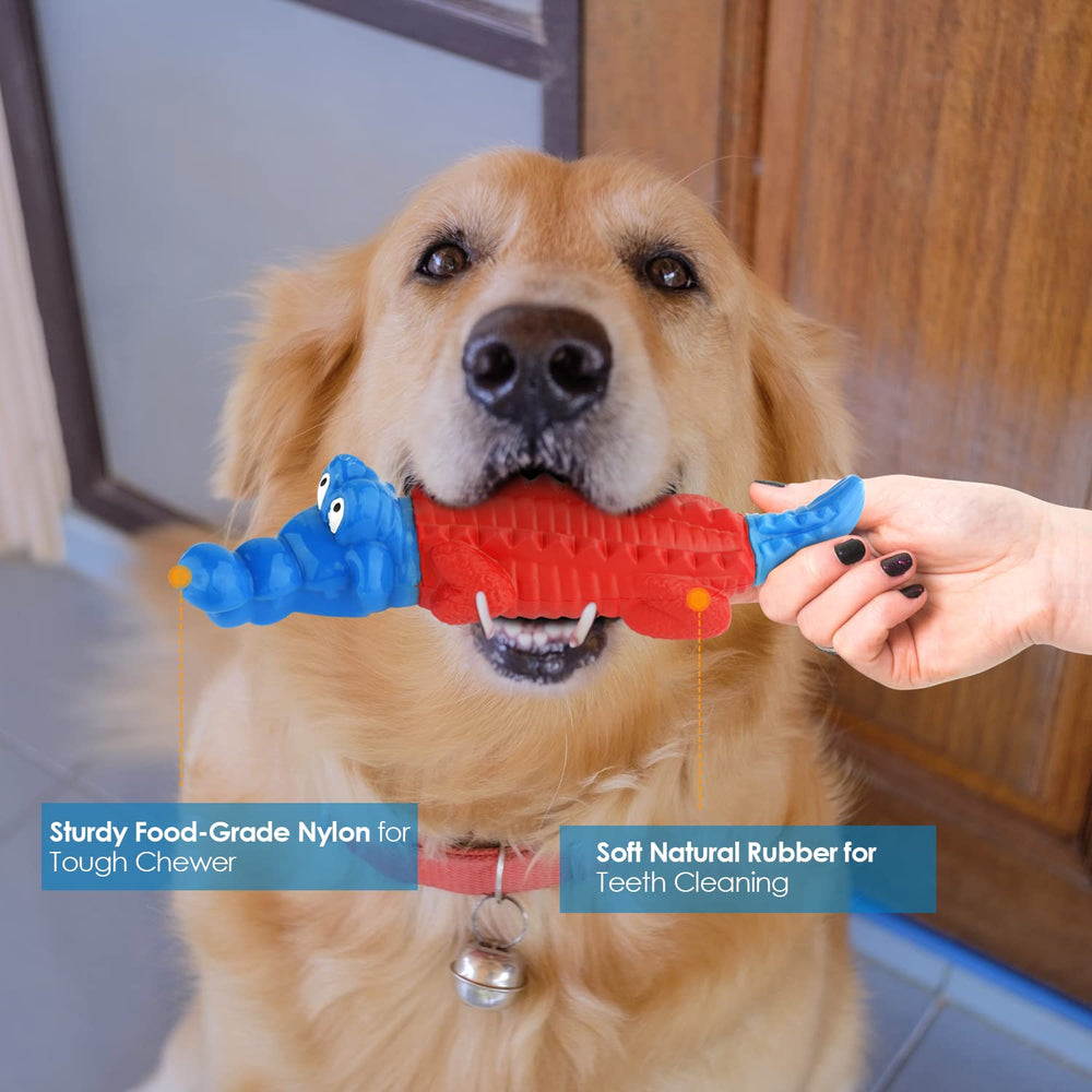 petizer alligator dog toy blue - flavor-driven chewing that entertains and tires energy