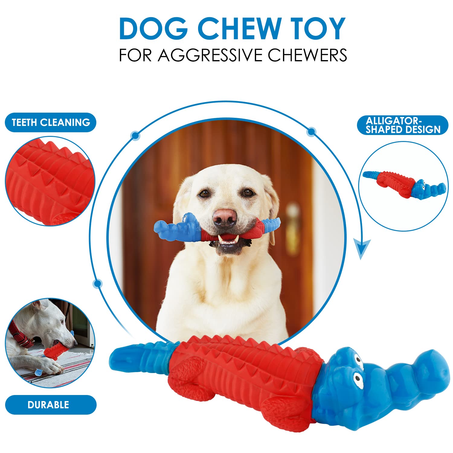 petizer alligator dog toy durability - rugged construction withstands strong bites for medium and large breeds