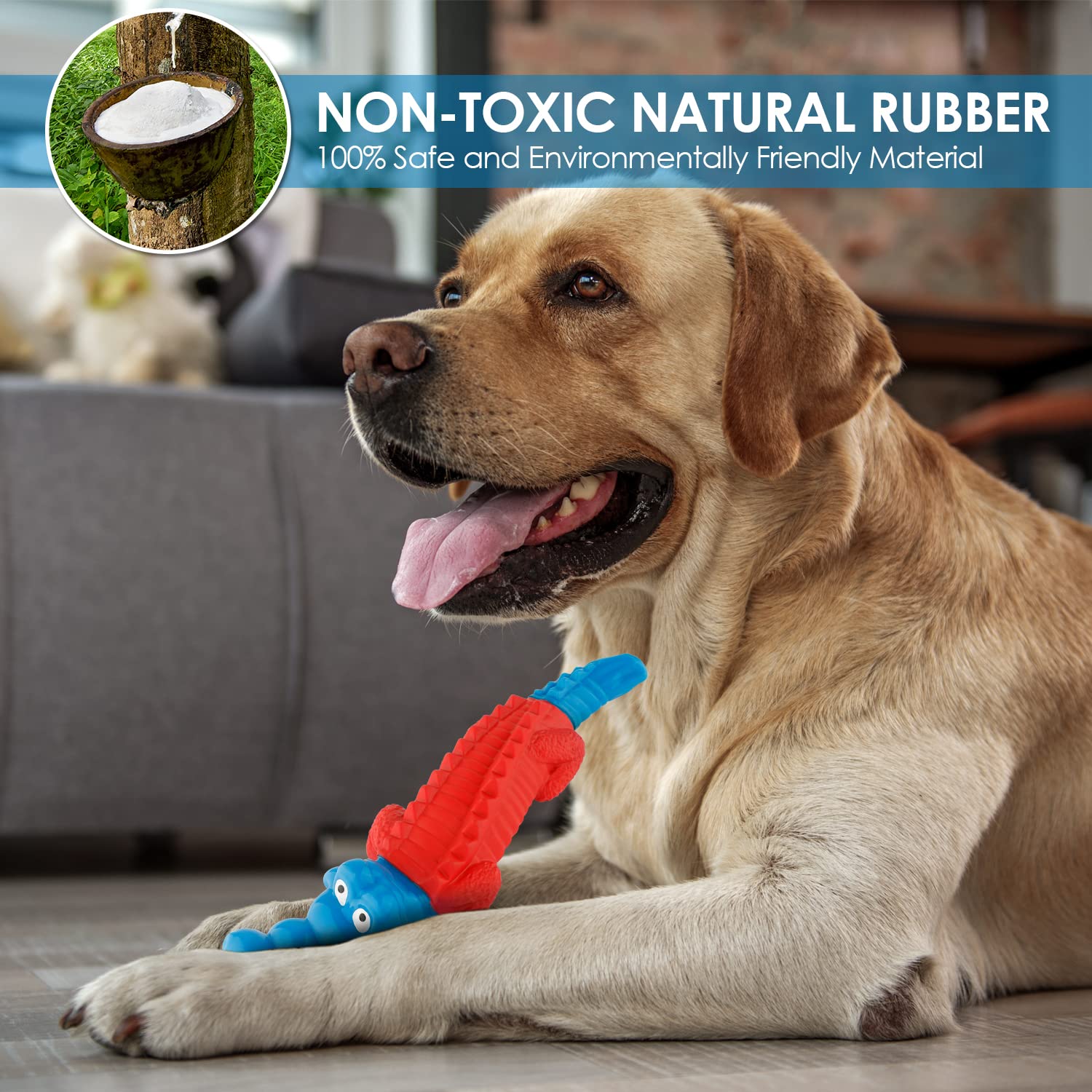 petizer alligator dog toy flavor-beef - safe natural flavor excites chewing and reduces boredom