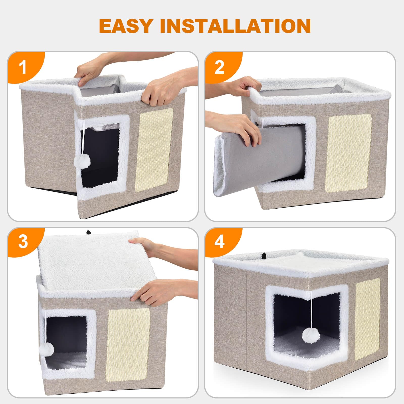 Petizer cat bed khaki colorway blends with modern decor.