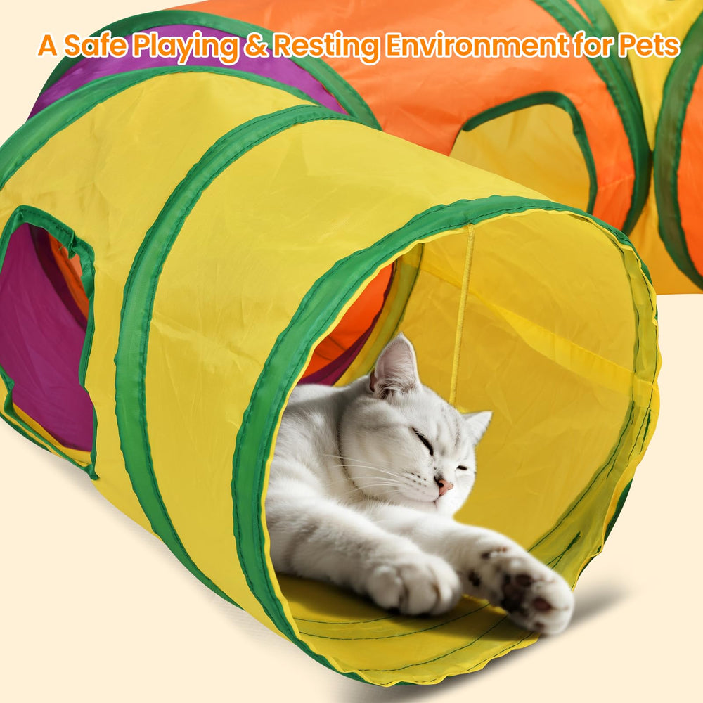 Petizer cat tunnel colorful-interior stimulates senses and curiosity during play.