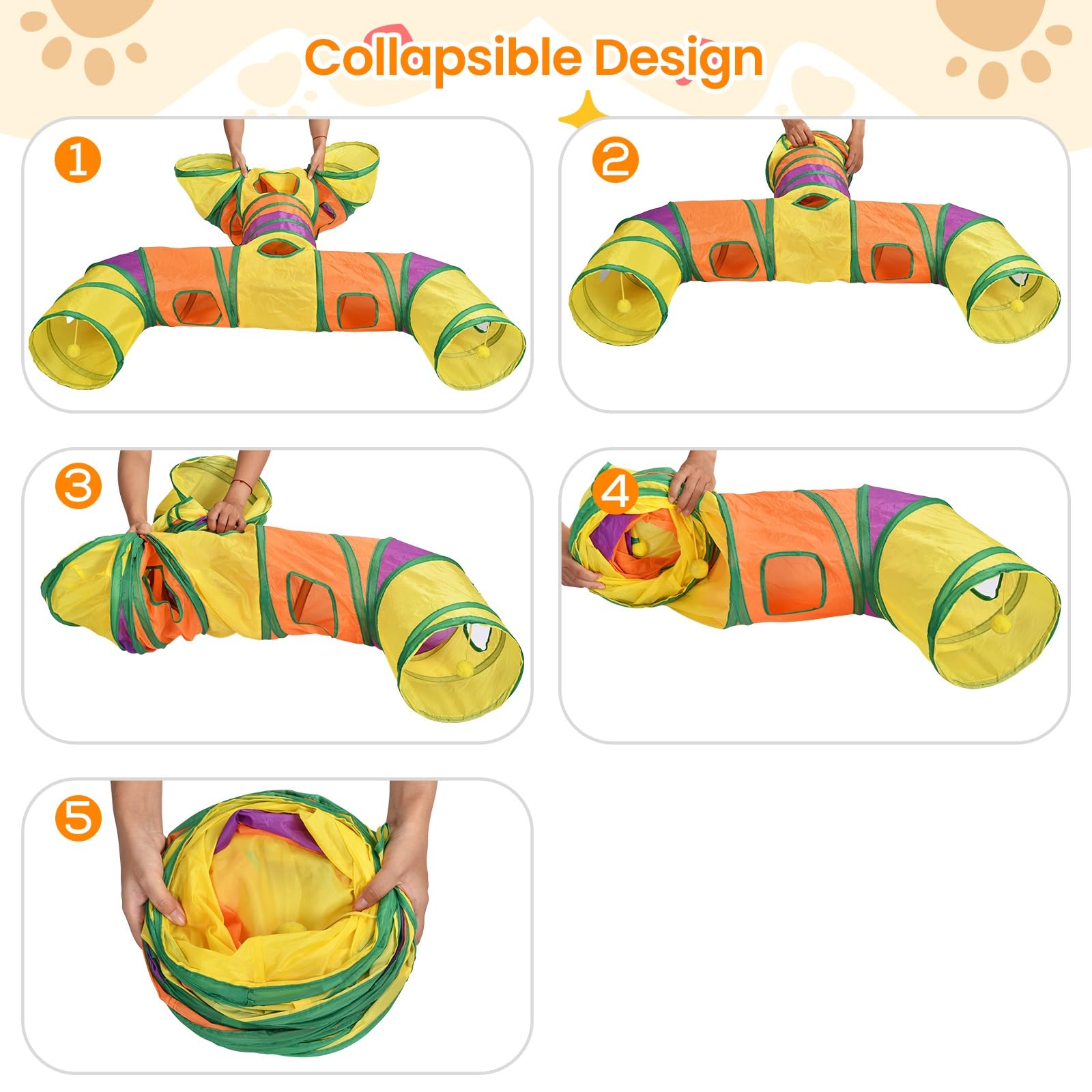 Petizer cat tunnel foldable design saves space when not in use.