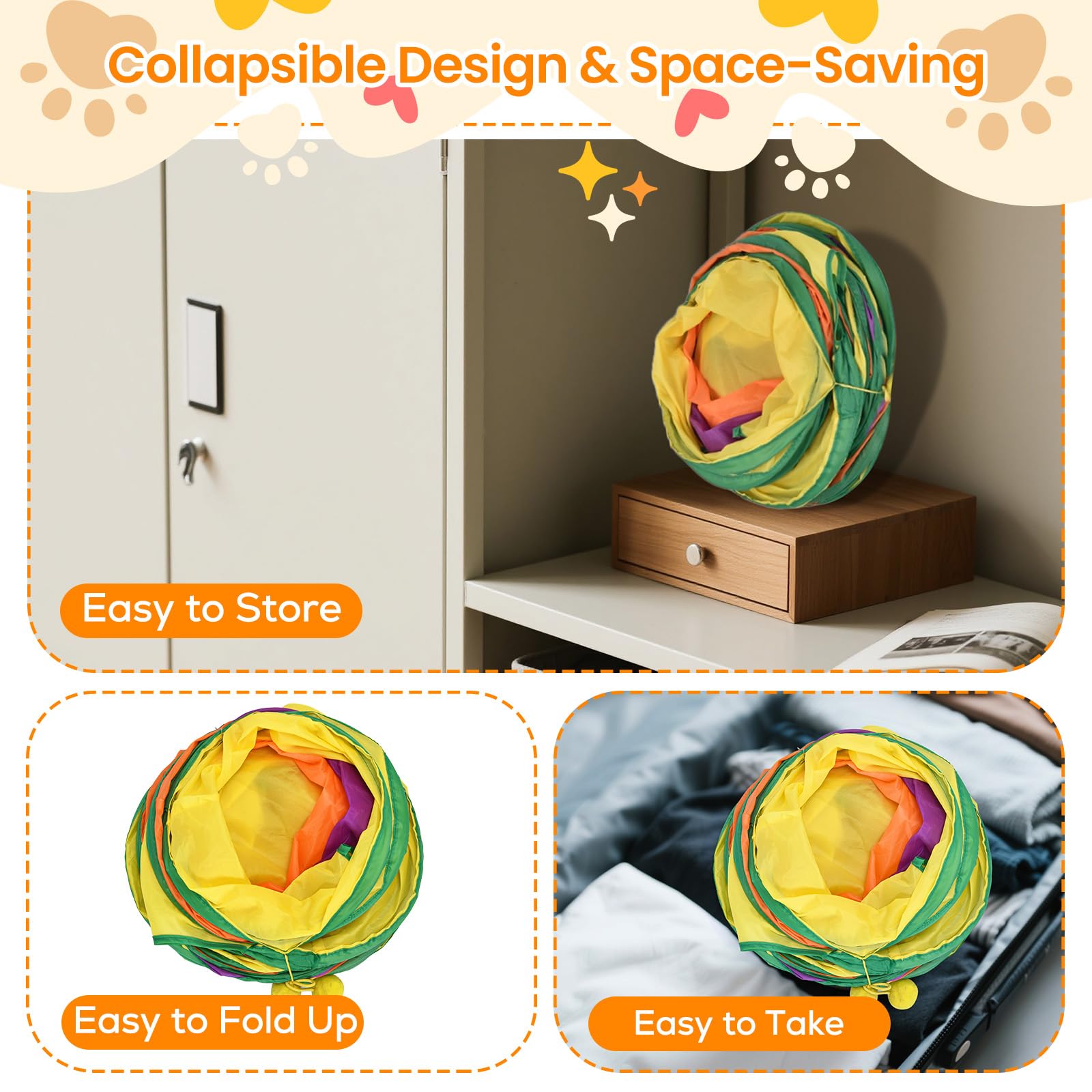 Petizer cat tunnel suitable for small pets like kittens, rabbits, and puppies.