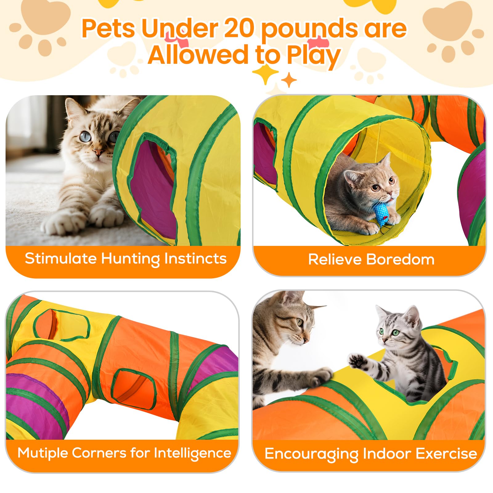Petizer cat tunnel tear-resistant polyester ensures durable and long-lasting play.