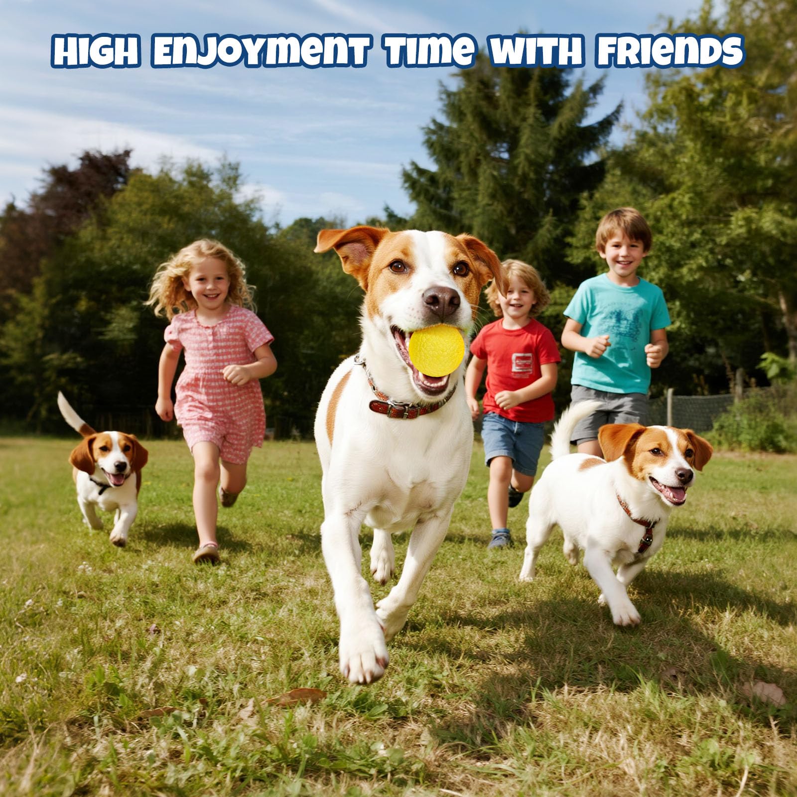 Petizer ETPU dog balls in fetch action, encourages regular exercise.