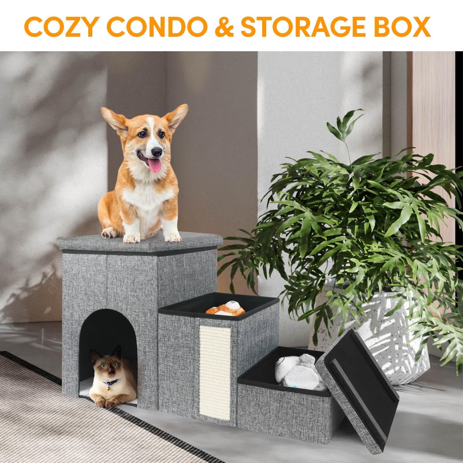 Petizer foldable dog stairs collapsed for under-bed storage and compact living