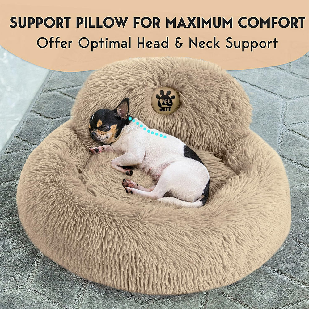 PET JETT calming dog bed anti-slip bottom keeps small dogs secure on slick floors.