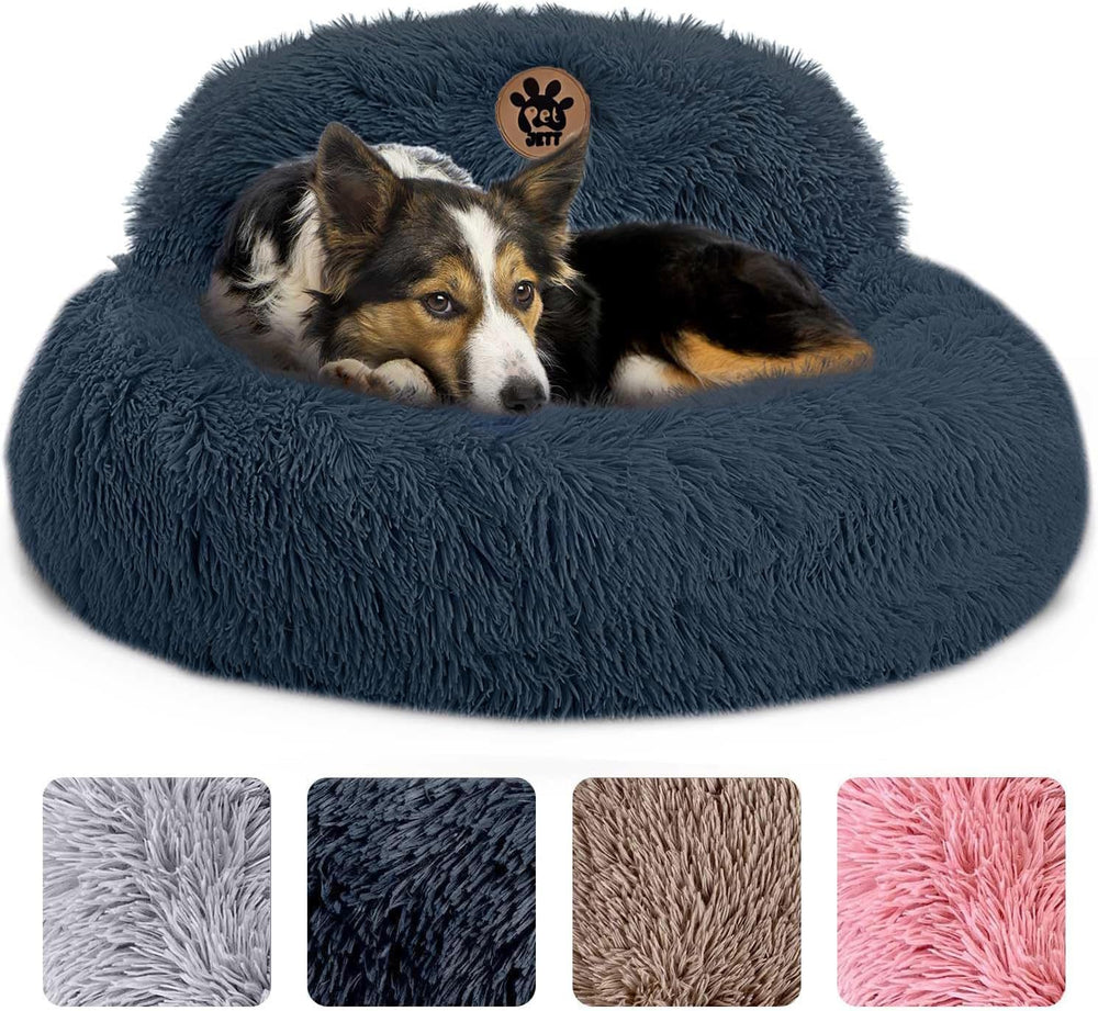 PetJett calming dog bed donut shape for snug, relaxing naps