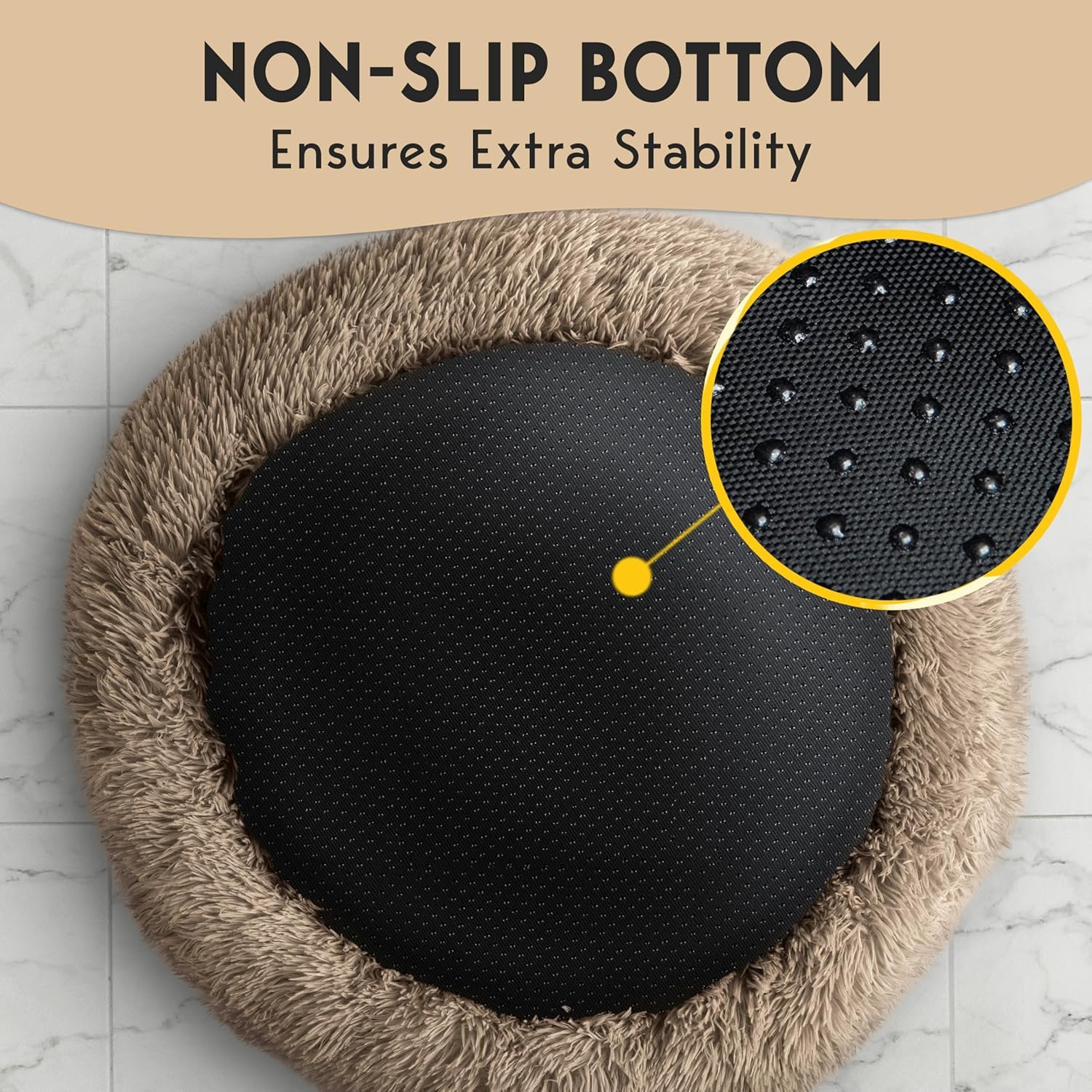 PET JETT plush faux fur bed adds luxurious softness for lounging.