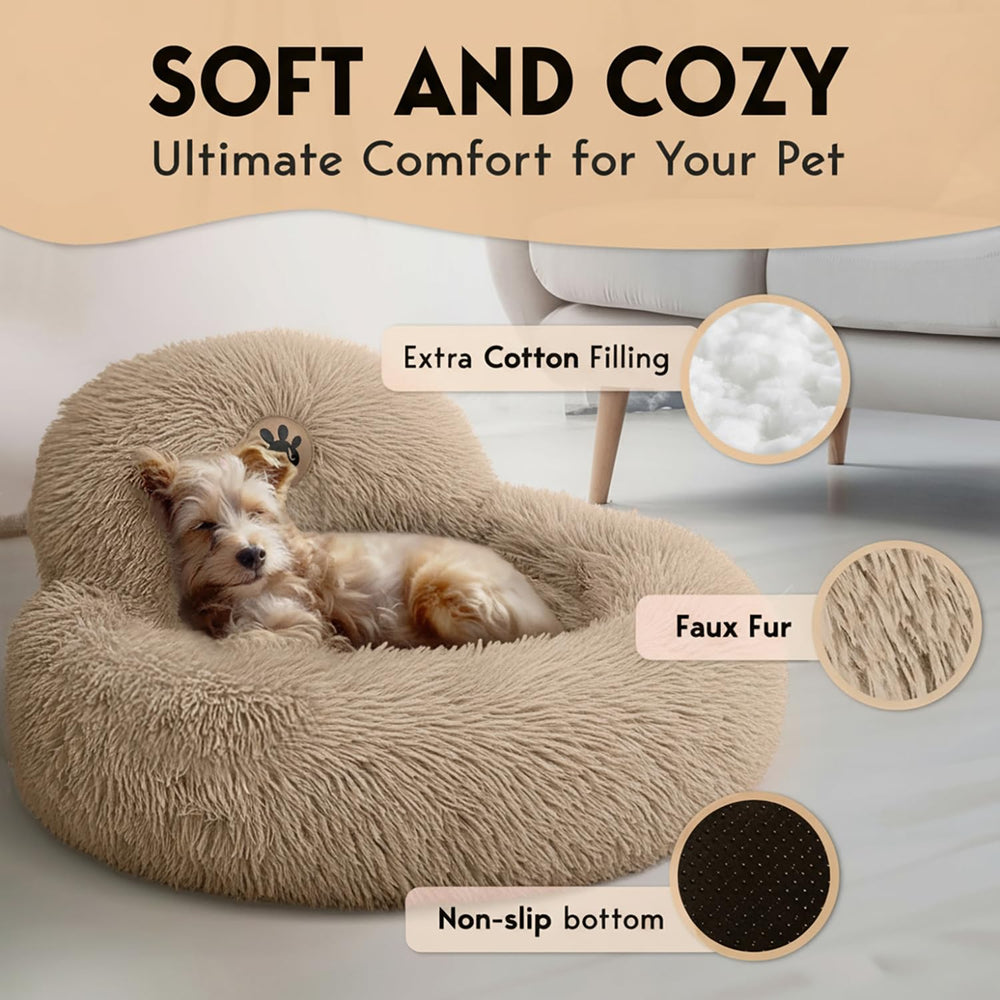 PET JETT calming dog bed with support pillow for head and neck comfort.