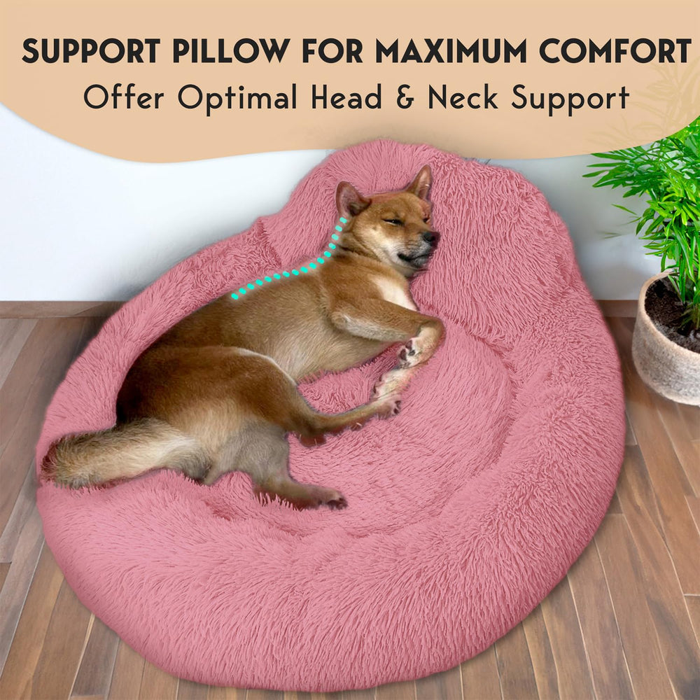 PetJett Calming Donut Bed side view with 8'' rim—secure curling and rest