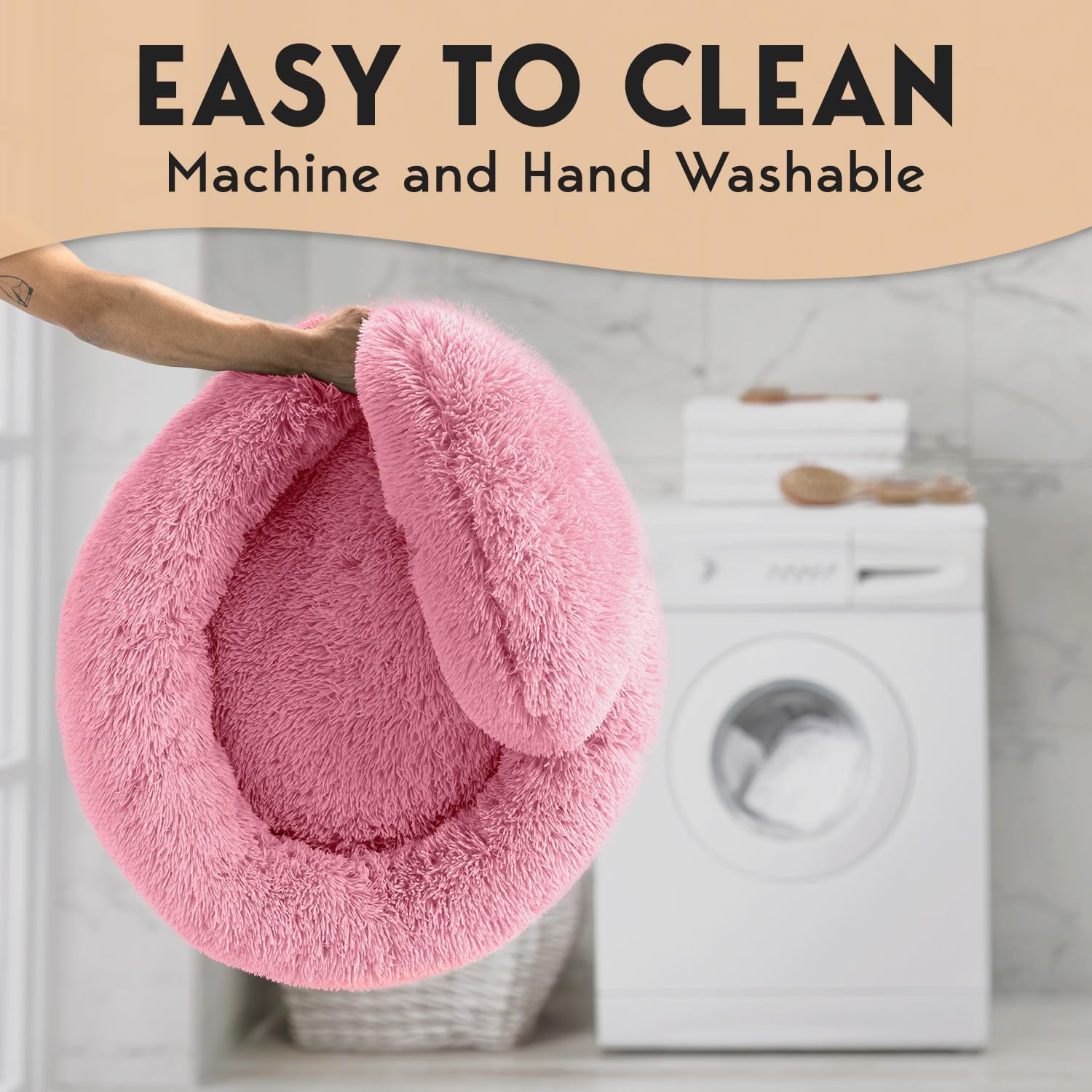 PetJett Calming Donut Bed washable materials—machine-friendly cleaning