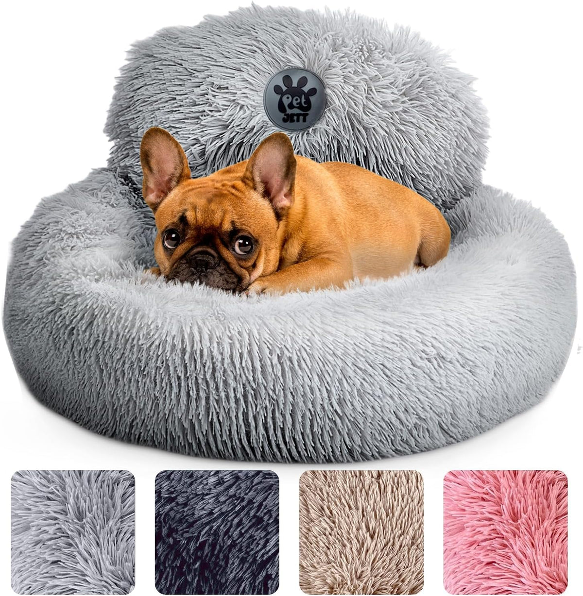 PetJett calming small dog bed outer shot showing cozy round design