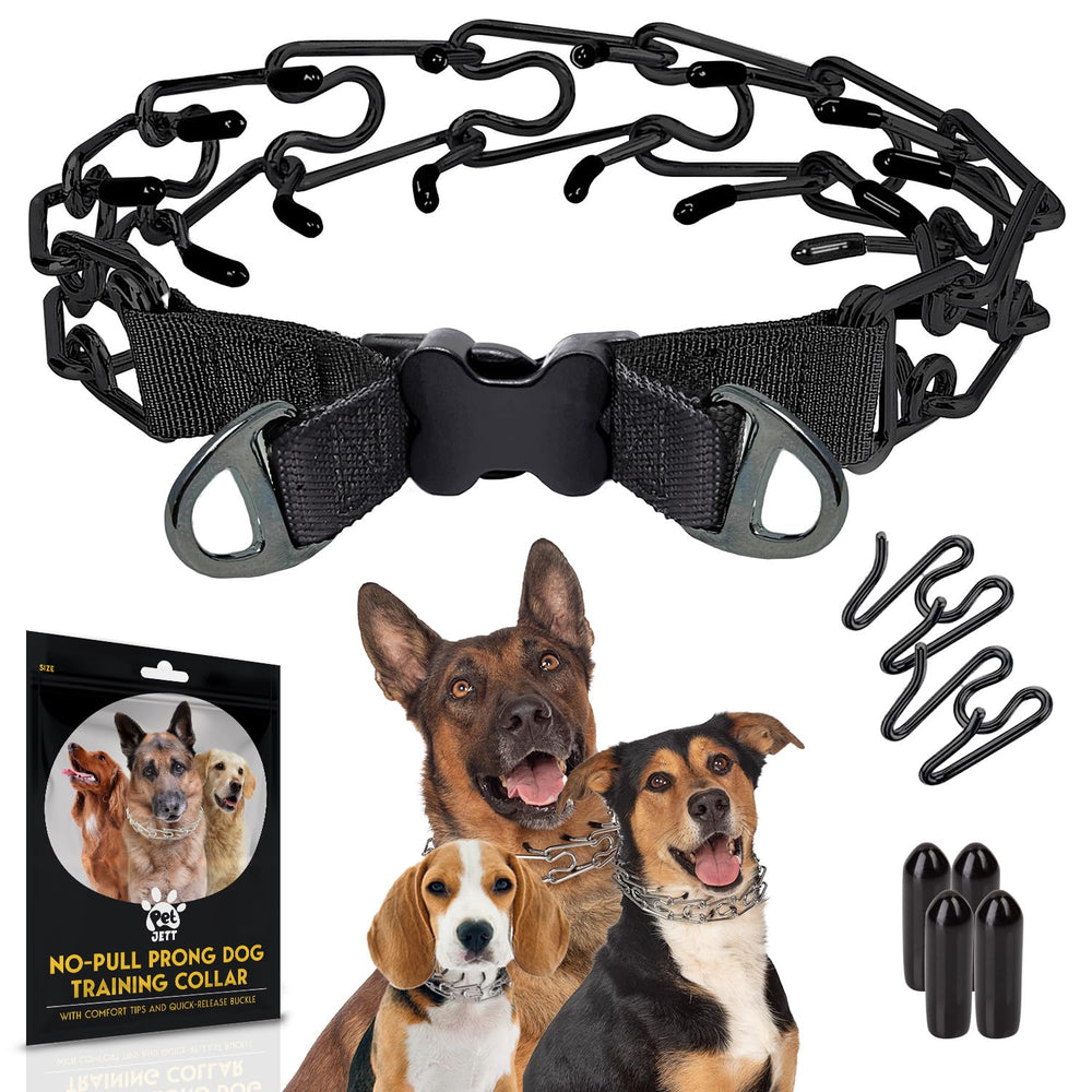 PetJett prong collar adjustable features easy one-size fits most dogs for controlled training.