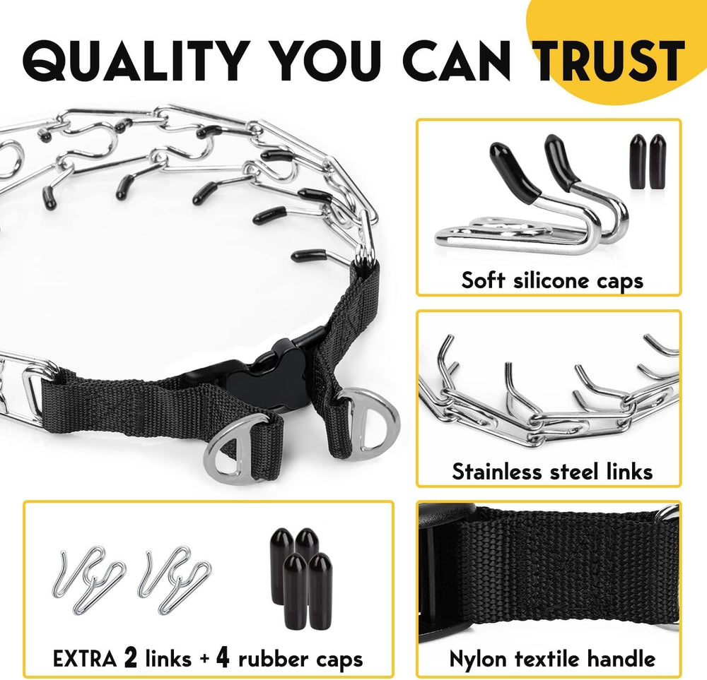 PetJett prong collar D-ring designed for secure leash attachment.
