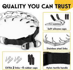 PetJett prong collar D-ring designed for secure leash attachment.